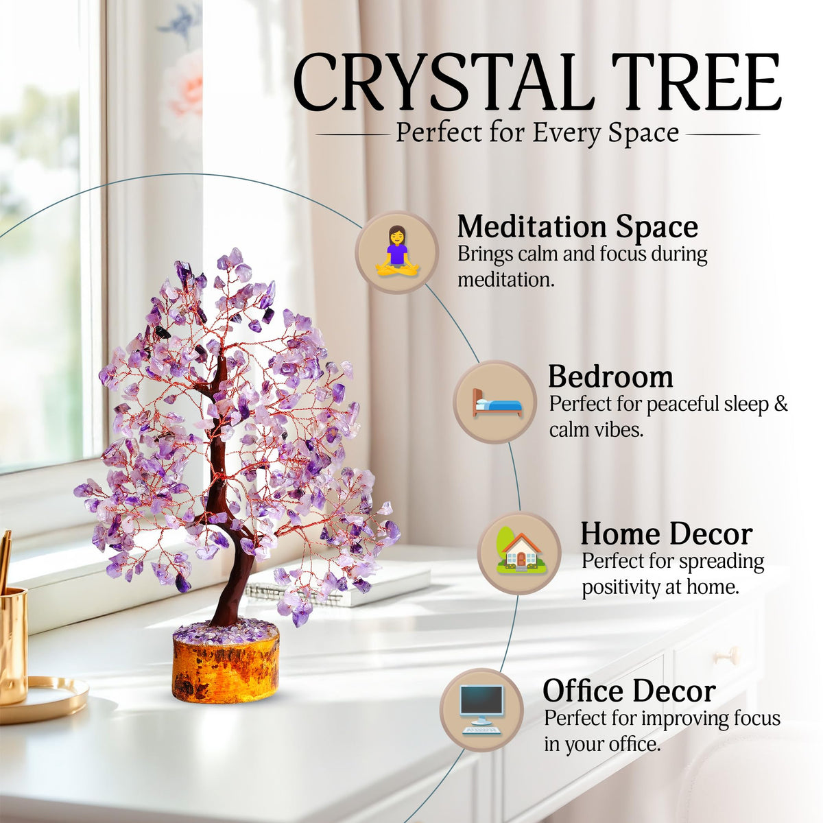YATSKIA Amethyst Crystal Tree Stones and Crystals Tree of Life, Crystal Home Decor, Good Luck Gifts, Spiritual Gifts for Women