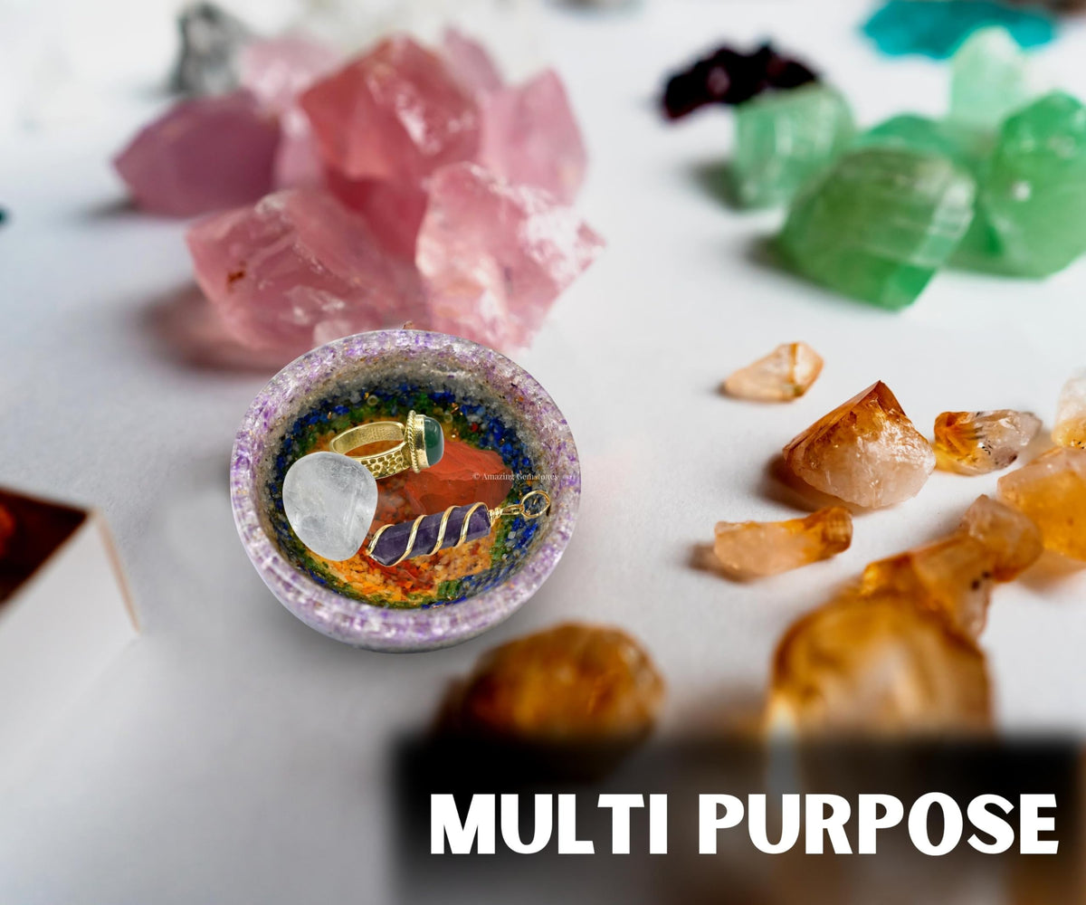 Amazing Gemstone Chakra Orgonite Orgone Crystal Gemstone Bowl - 2" Orgonite Chakra Crystal Bowl for Meditation, Crystals and Healing Stones Gift and Protection