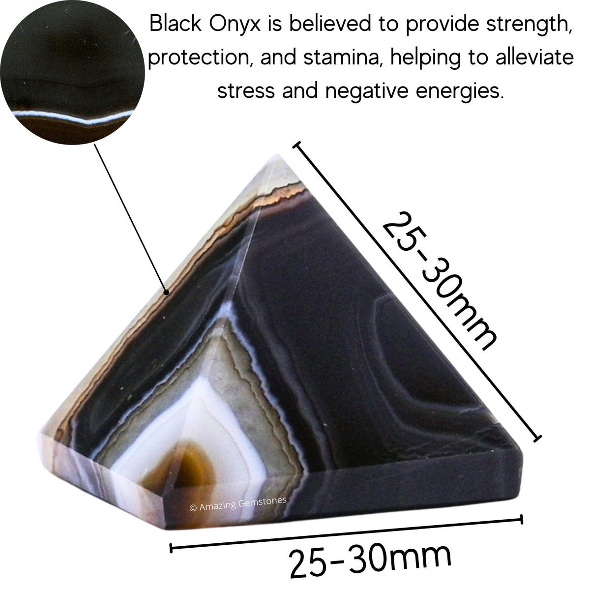 Amazing Gemstone Black Onyx Pyramid Crystal Healing Stones - 1" Great Pyramid Figurine of Natural Stone Pyramid for Meditation, Reiki, Chakra Balancing and Crystal Pyramids Grid