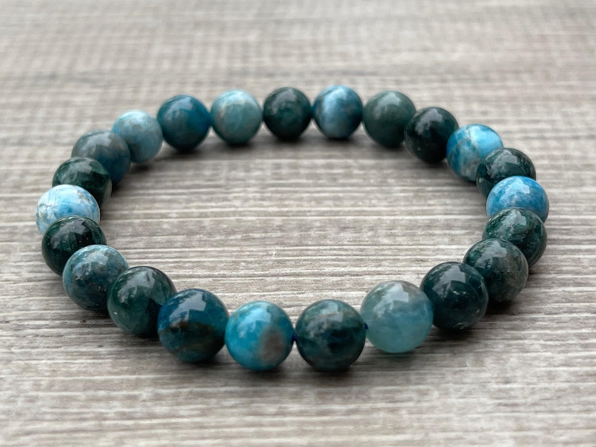 GAF TREASURES Apatite Crystal Bead Bracelet 8mm, Genuine Apatite Stretch Gemstone Bracelet, Healing Crystal Bracelet, Gift for Men & Women (1)
