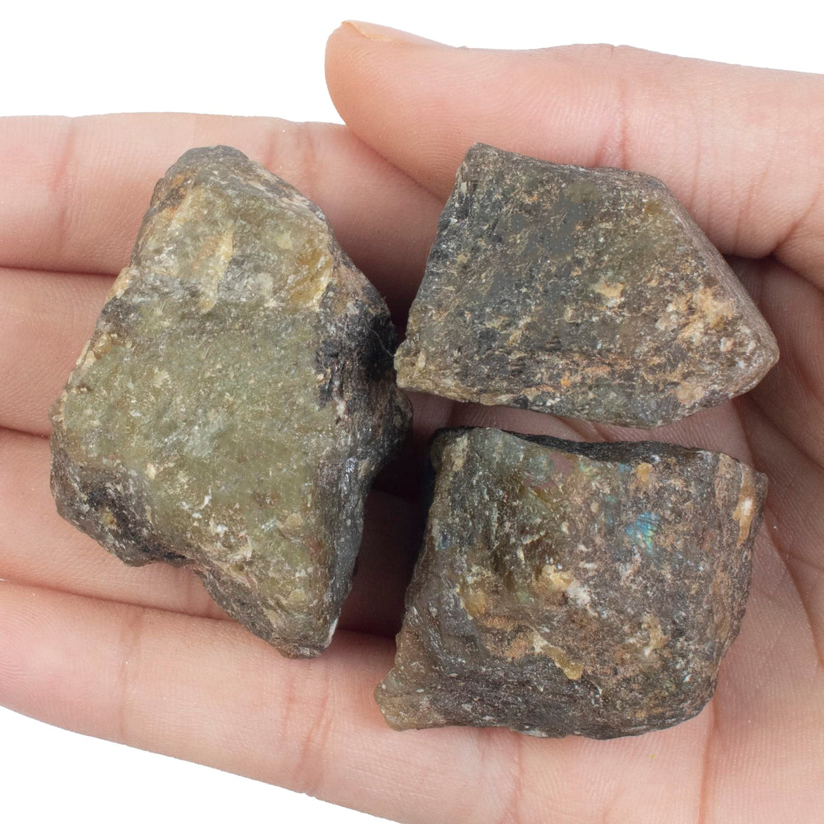 "650+ Carats, 3 Pc Labradorite Rock Rough Stone 2540 mm Raw Crystals Rock Crystals and Healing Stones Rough Gemstones Rock Collection for Beginners Used as Crystal Therapy, Meditation, Reiki"