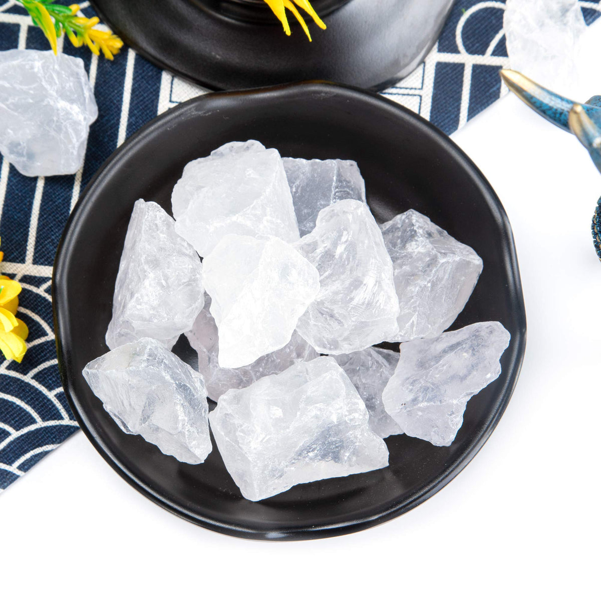 UU UNIHOM 1 lb Bulk Rough Clear Quartz Crystal for Tumbling, Cabbing, Polishing, Decoration, Wrapping,Large 1" Natural Raw Stones 1 Pound