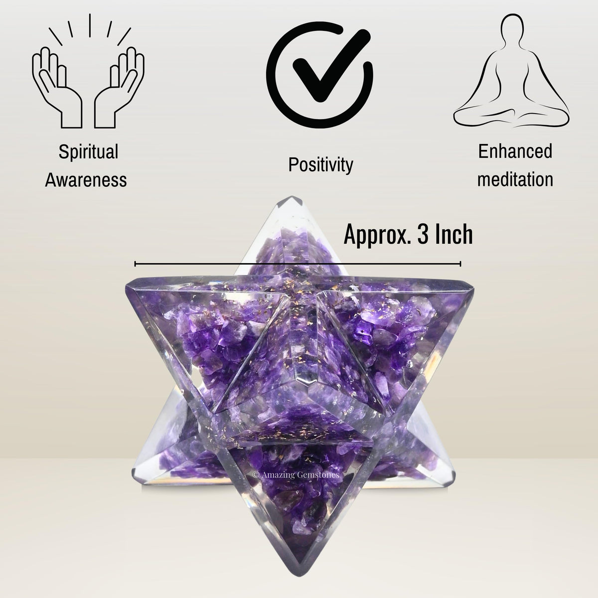 Amazing Gemstone 1 Pcs Amethyst Large Crystal Orgone Merkaba Star for Reiki Healing Meditation and Crystal Grid