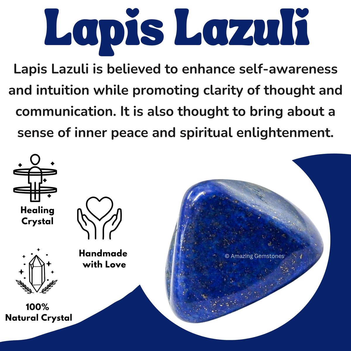 Amazing Gemstone Lapis Lazuli Crystals&Healing Stones Tumbled - 1 oz Lapis Lazuli Stone, Natural Healing Stones for Energy Balance, Stress Relief - Premium Polished Gems Rocks for Meditation&Wellness