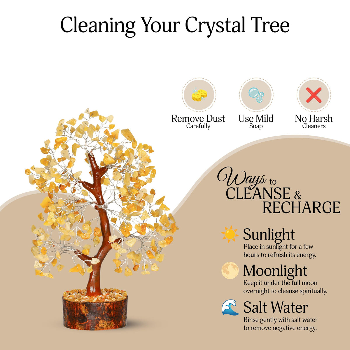 YATSKIA Yellow Aventurine Crystal Tree of Life - Gemstone Tree Home Decor - Feng Shui Crystals - Positive Energy Gifts - Reiki Gifts