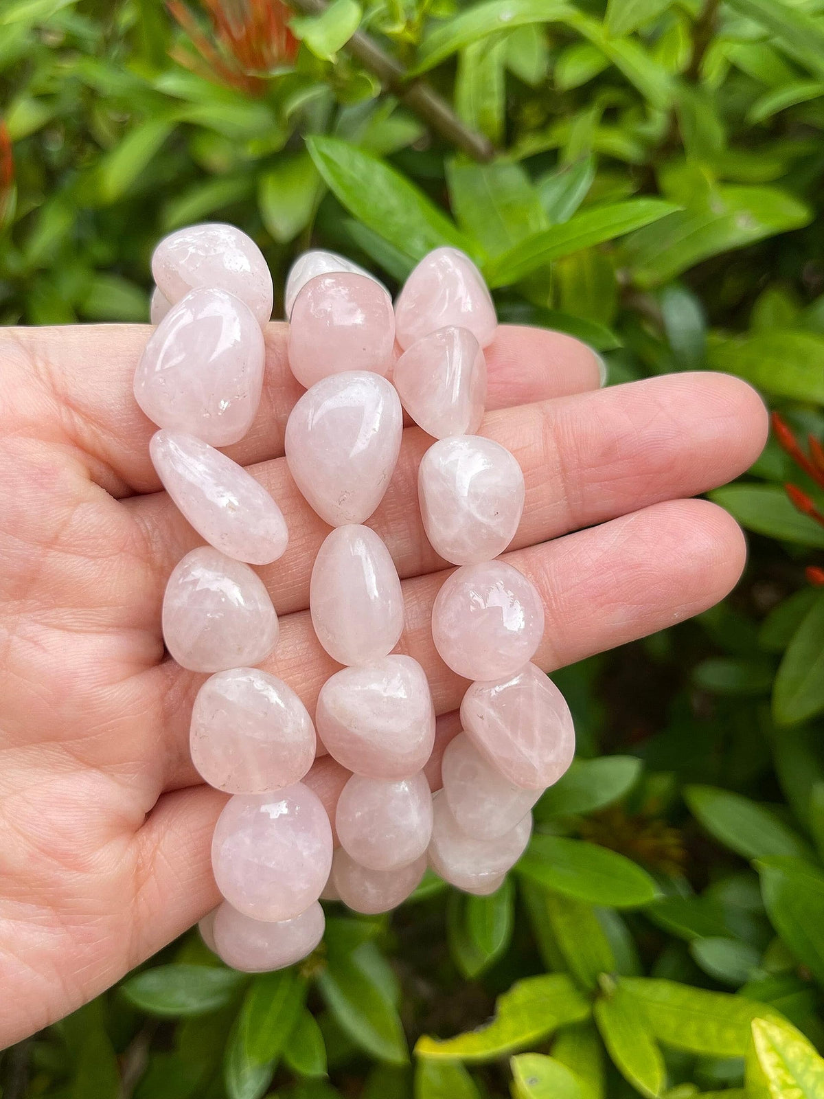 GAF TREASURES Rose Quartz Crystal Nugget Bracelet, Genuine Rose Quartz Bracelet, Healing Crystal Bracelet Gift for Men & Women (1)