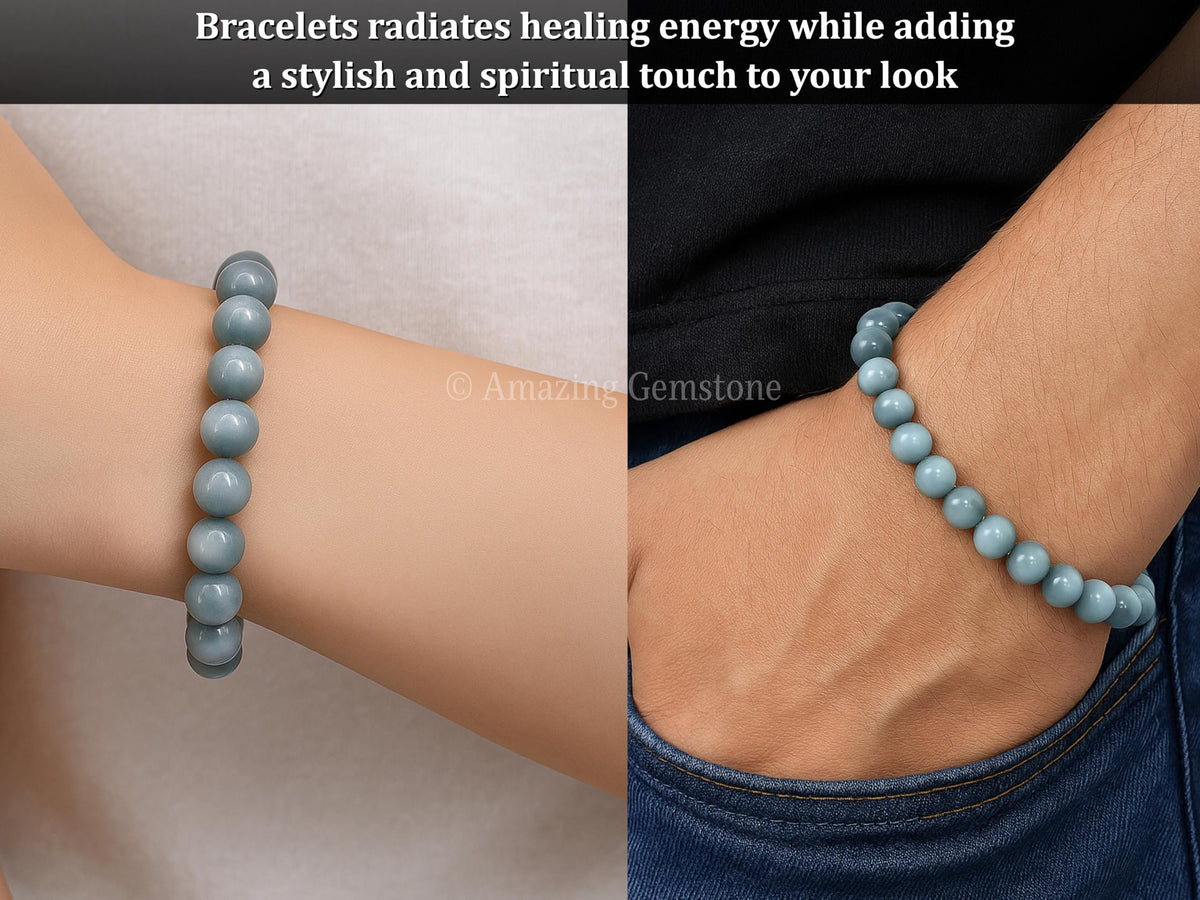 Amazing Gemstone Grey Cats Eye Bracelet for Women Men's Gifts - Protection Healing Crystal Bracelet - 8mm Gemstone Beaded Stretchable Bracelet Pulseras Para Hombres Mujer Stocking Stuffers Mothers Day Gift