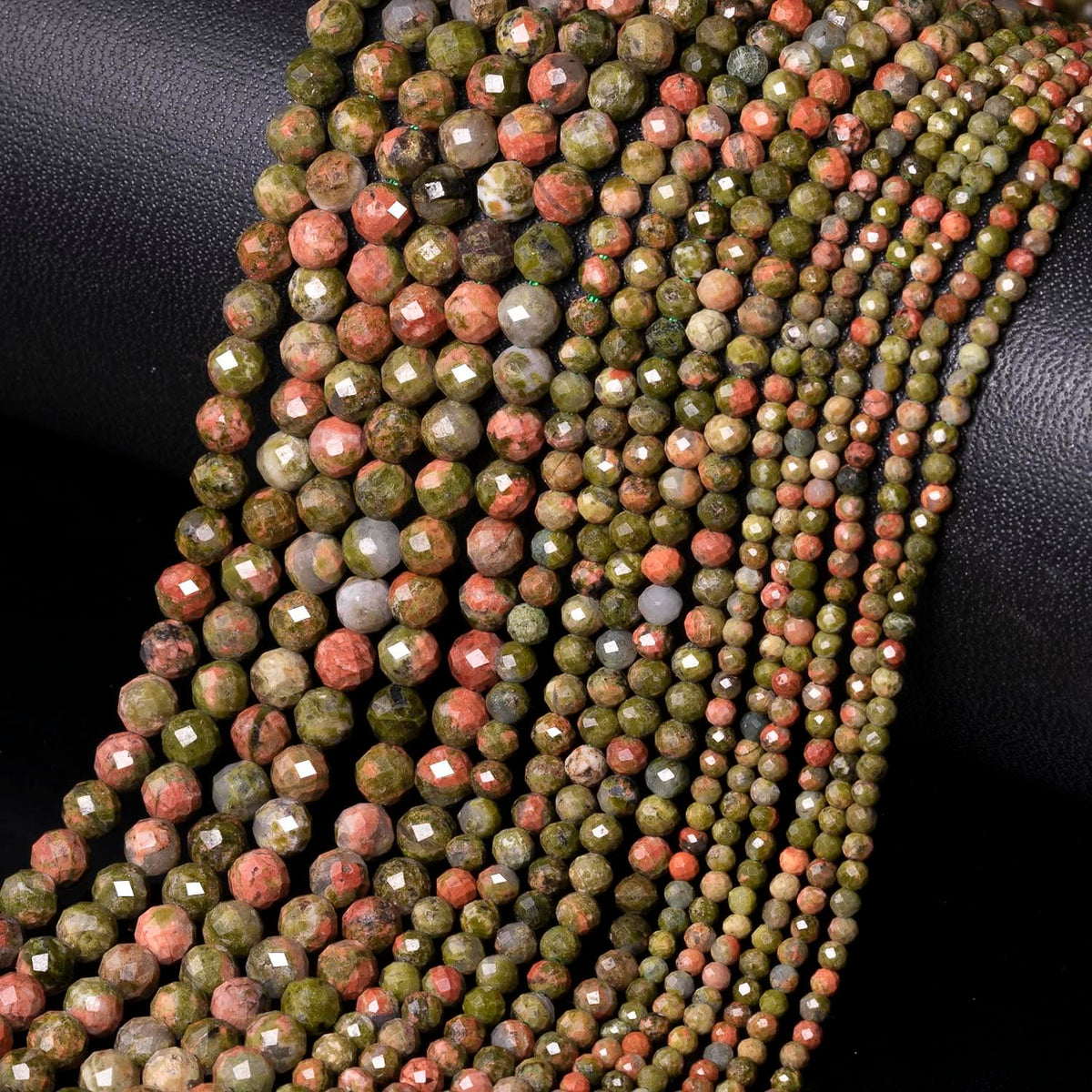 Song Xi 90pcs 4mm Natural Unakite Gemstone Beads Faceted Round Loose Stone Beads for Jewelry Making