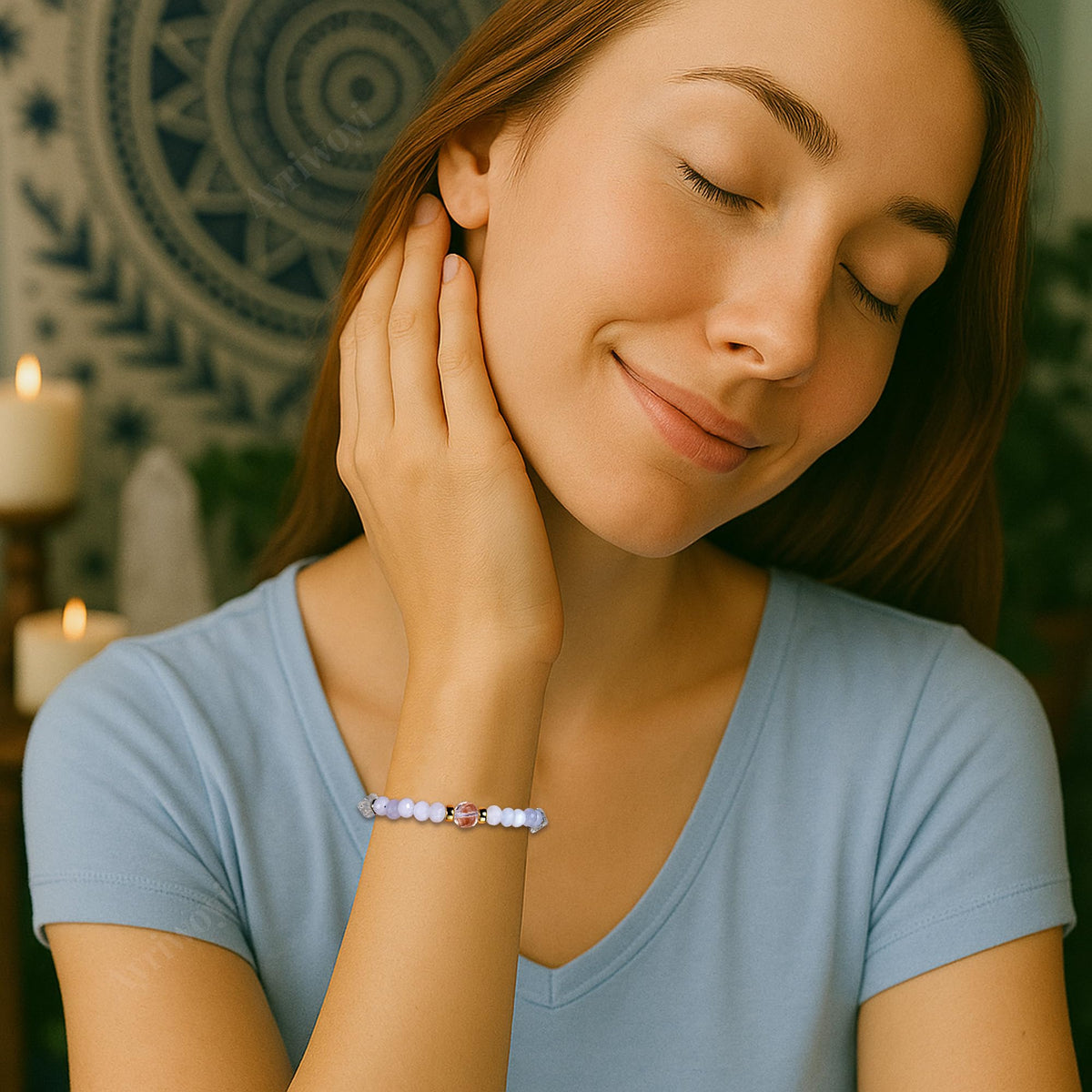 Ayriwoyi Aquarius Zodiac Bracelet Aquamarine Clear Quartz Crystal Healing Beads Bracelet 12 Constellations Bracelets Adjustable Astrology Jewelry Gift Women
