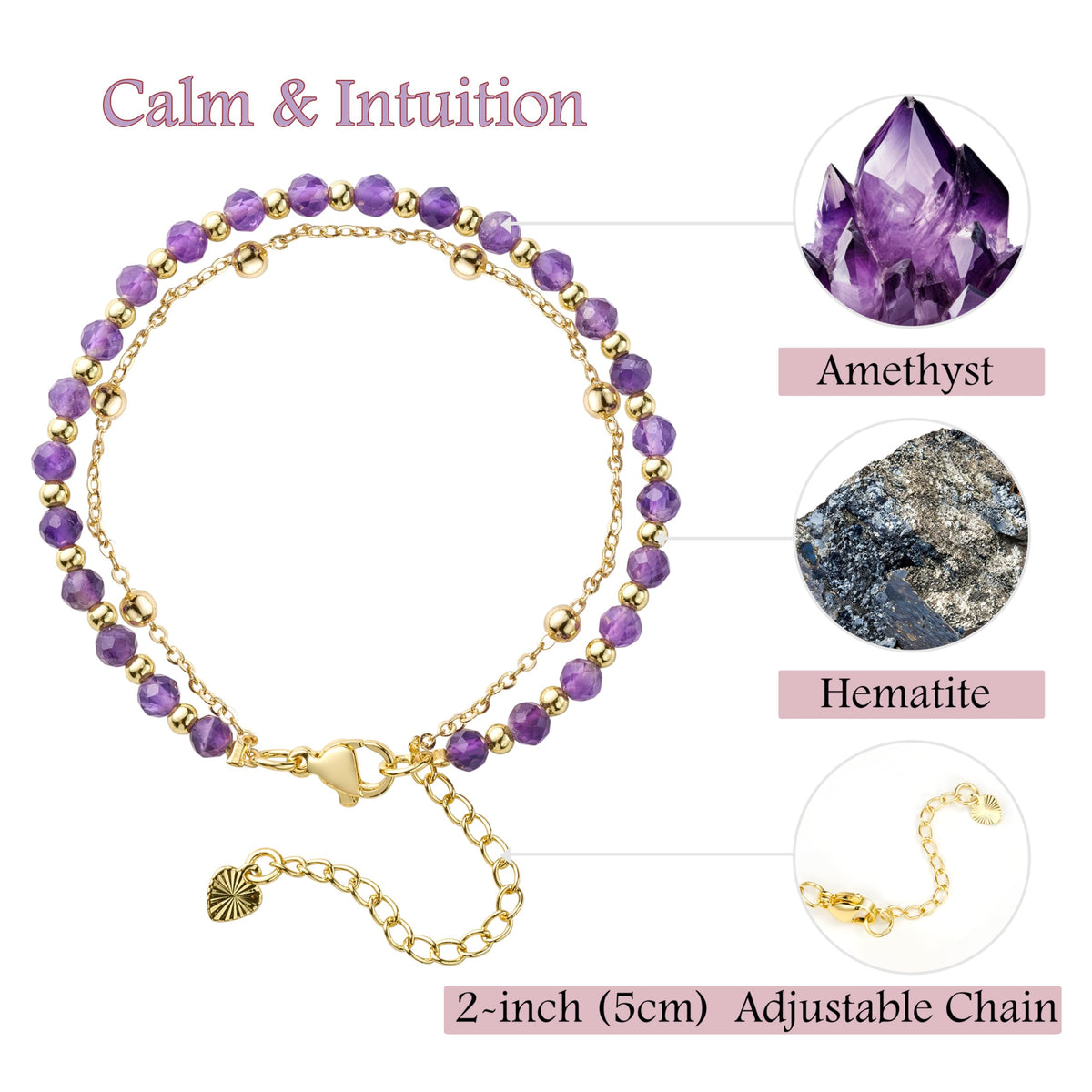 Farfume Amethyst Crystal Bracelet Beaded Bracelets for Women 4mm Natural Stone Beads Gemstone Handmade Jewelry Valentine's Day Gifts