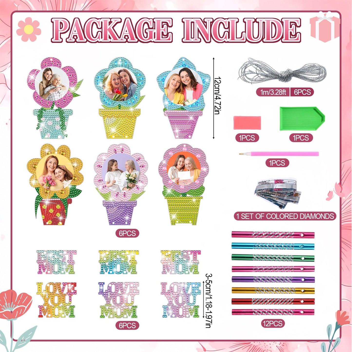 6 Sets Mother's Day Crafts Kits Diamond Painting Wind Chime Gifts Bulk Mothers Day Diamond Art Making Kits for Mom Women Employee Coworkers Friends Family Church DIY Activities