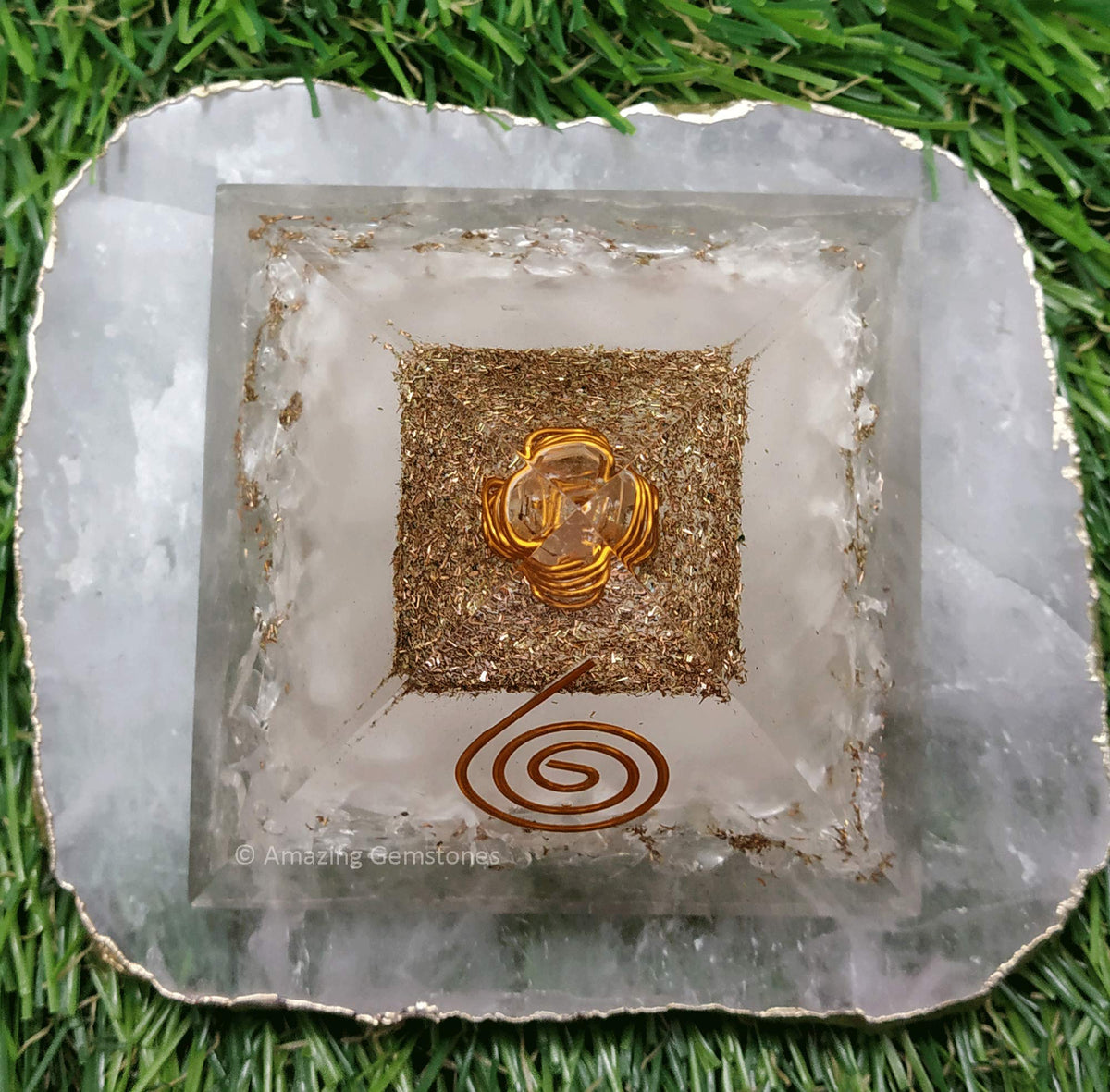 Large Orgone Pyramid | Glow in Dark Clear Quartz Pyramid Crystal | Orgonite Pyramid | Organ Pyramids Positive Energy Healing