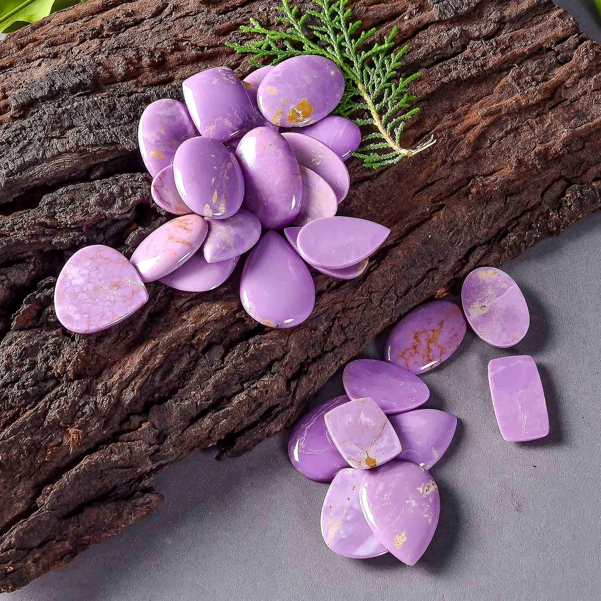 GEMKORA 4pcs Natural Phosphosederite Gemstone Wholesale Cabochons Lot, Jewelry Making Loose Gemstone, Polished Home Decor Specimen, DIY, Wire Wrapping, Reiki, Healing Crystals, Bulk Gemstone Deal