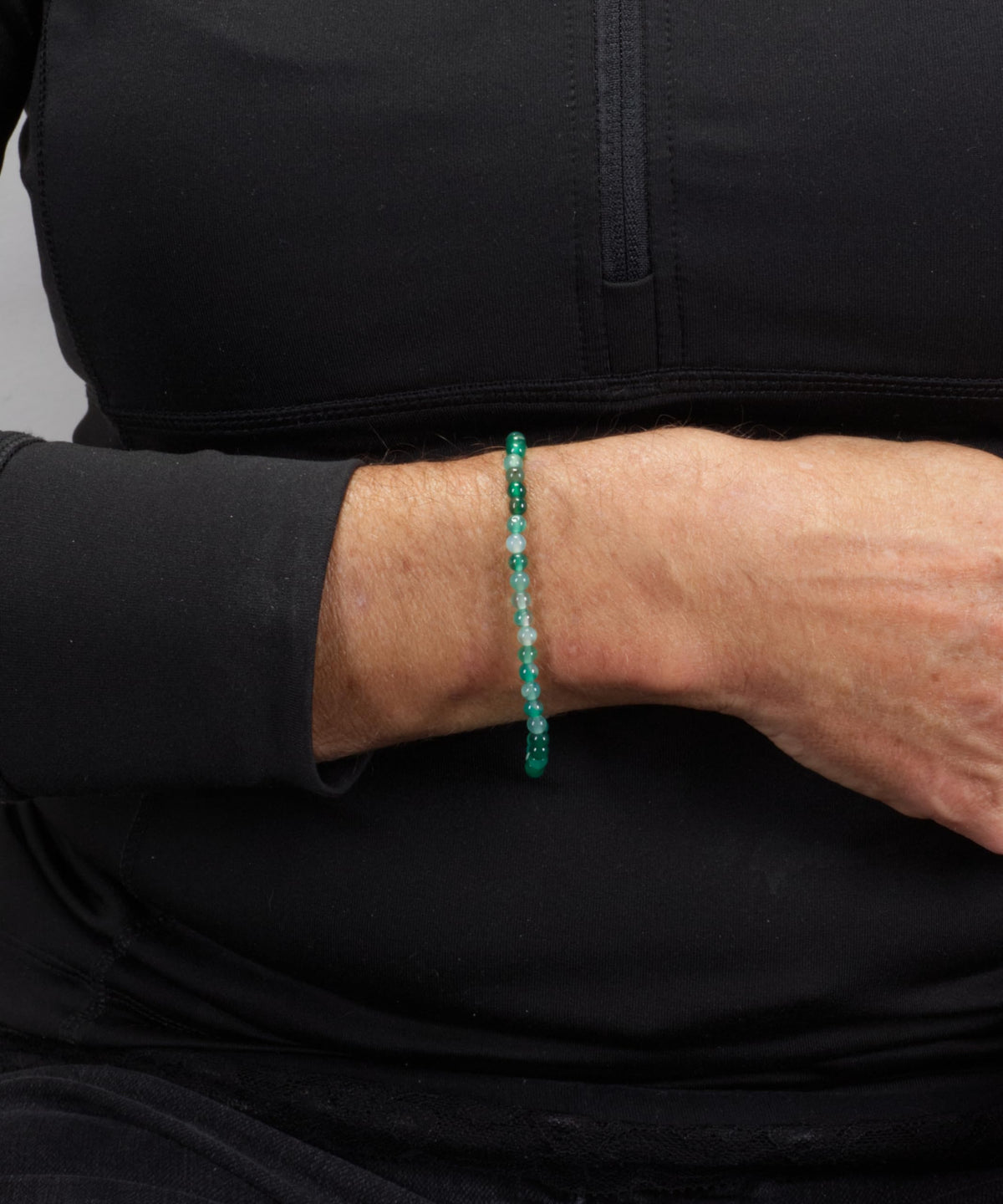 Cherry Tree Collection - Small, Medium, Large Sizes - Gemstone Beaded Bracelets For Women and Men - 4mm Round Beads (Lace Agate Green, Medium)