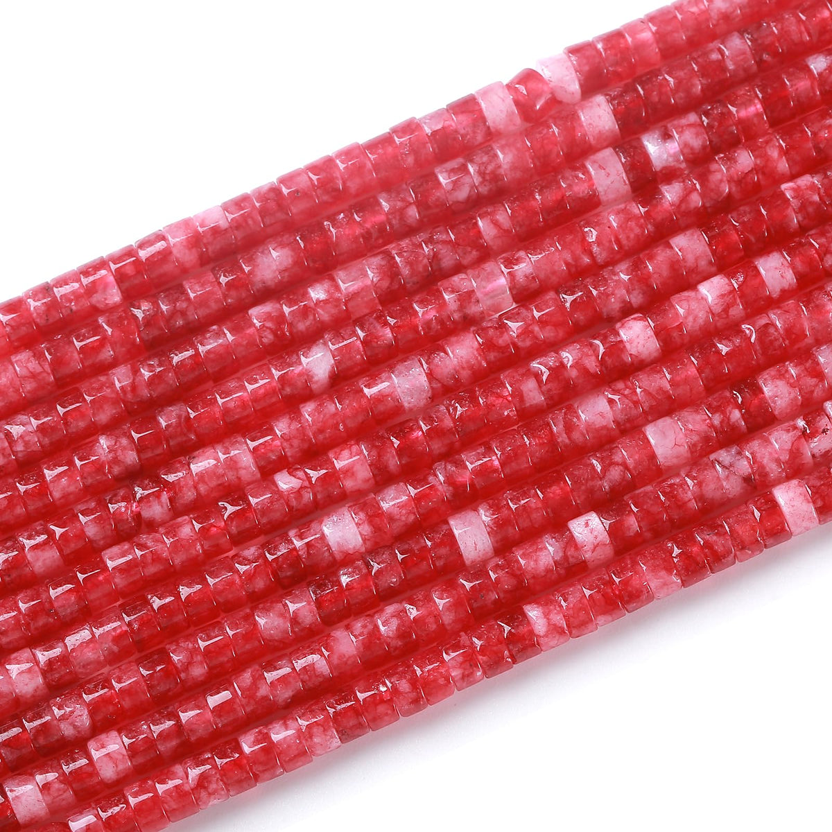 150pcs 2x4mm Natural Pink Rose Tourmaline Jades Tube Shape Beads Loose Flat Round Cylinder Flat Spacer Green Stone Beads for Bracelet Earrings Jewelry Making