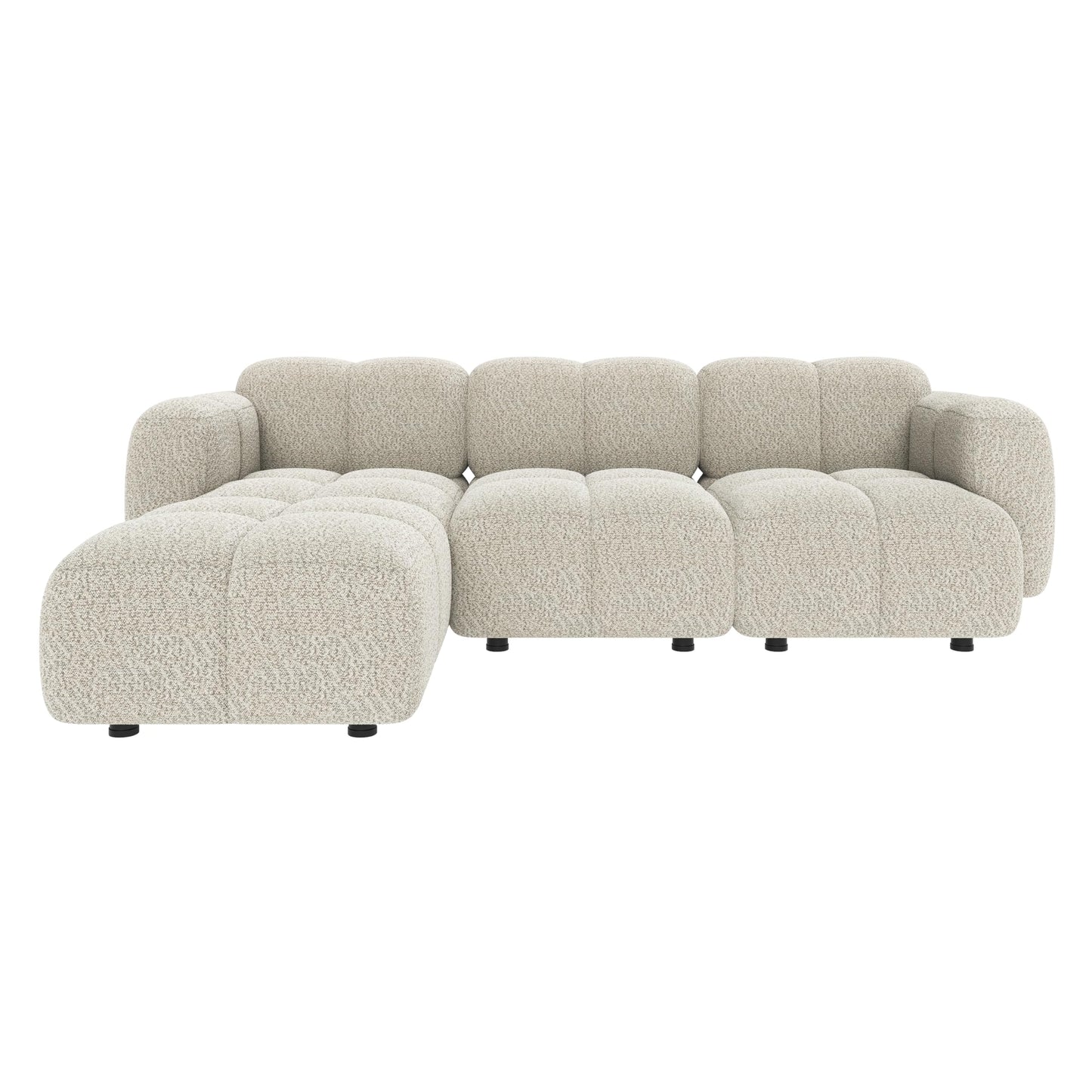 Christopher Knight Home Simi Modular L-Shaped Sofa Couch with Movable Ottoman, Boucle Upholstered Modular Sectional Sofa with Footrest, Modern Home Sofa Living Room, Comfy Cloud Couch, Beige