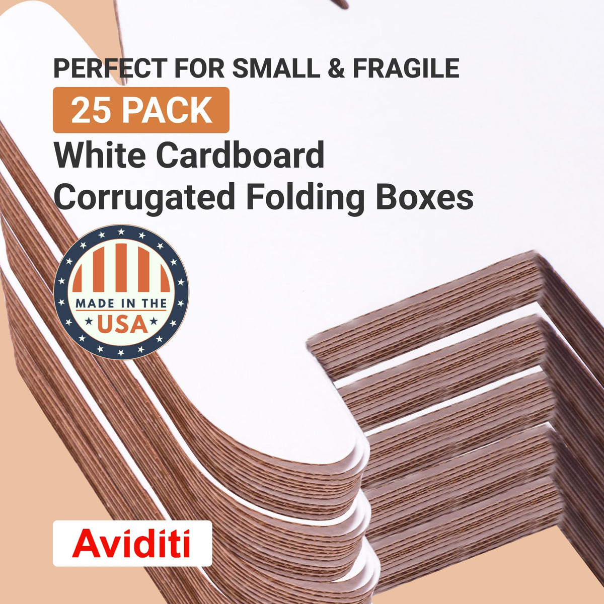AVIDITI White Shipping Boxes 12"L x 9"W x 4"H (25 Pack) Small Medium Mailing Box for Small Business Packaging, Mailers, Gifts & Storage
