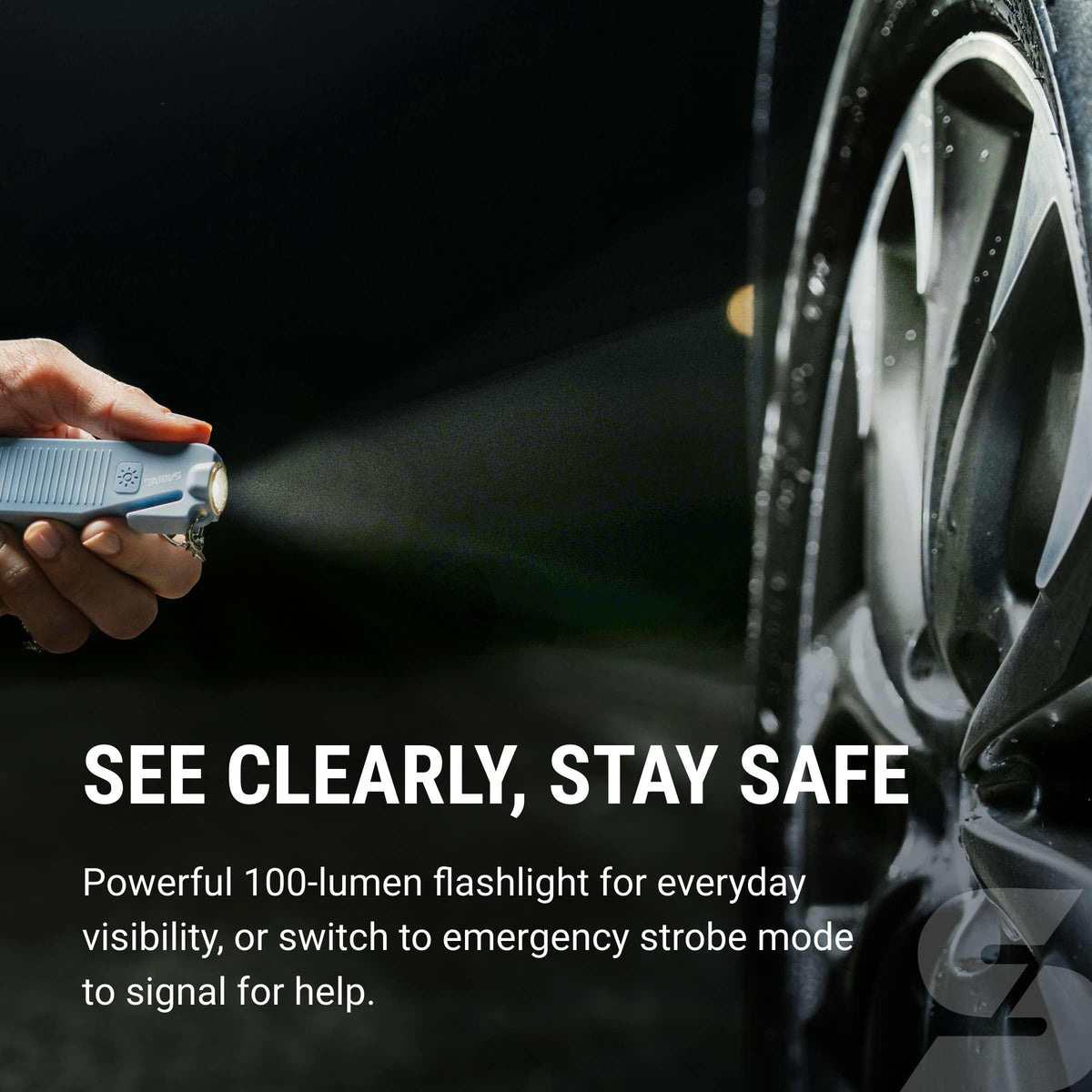 Sabre Safe Escape™ 3-in-1 Car Escape Tool for Car Safety with Spring-Loaded Window Breaker, No Swing Required, Seat Belt Cutter, LED Flashlight, Compact Auto Safety Tool for Emergencies