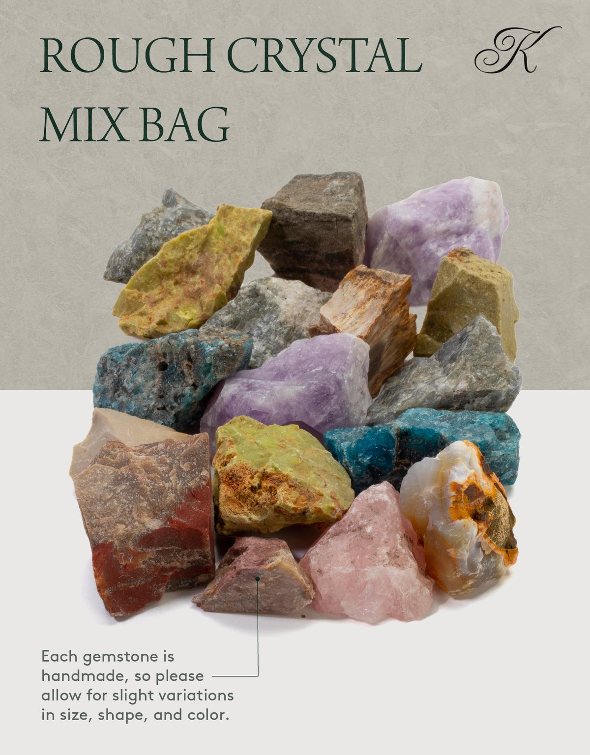 KALIFANO Bulk Rough Crystal Mix (1 Pound) - Random Assortment of Raw Reiki Stones (May Include Amethyst, Labradorite, Blue Apatite etc.) - Piedras En Bruto Used for Jewelry or Tumbling (Family Owned)