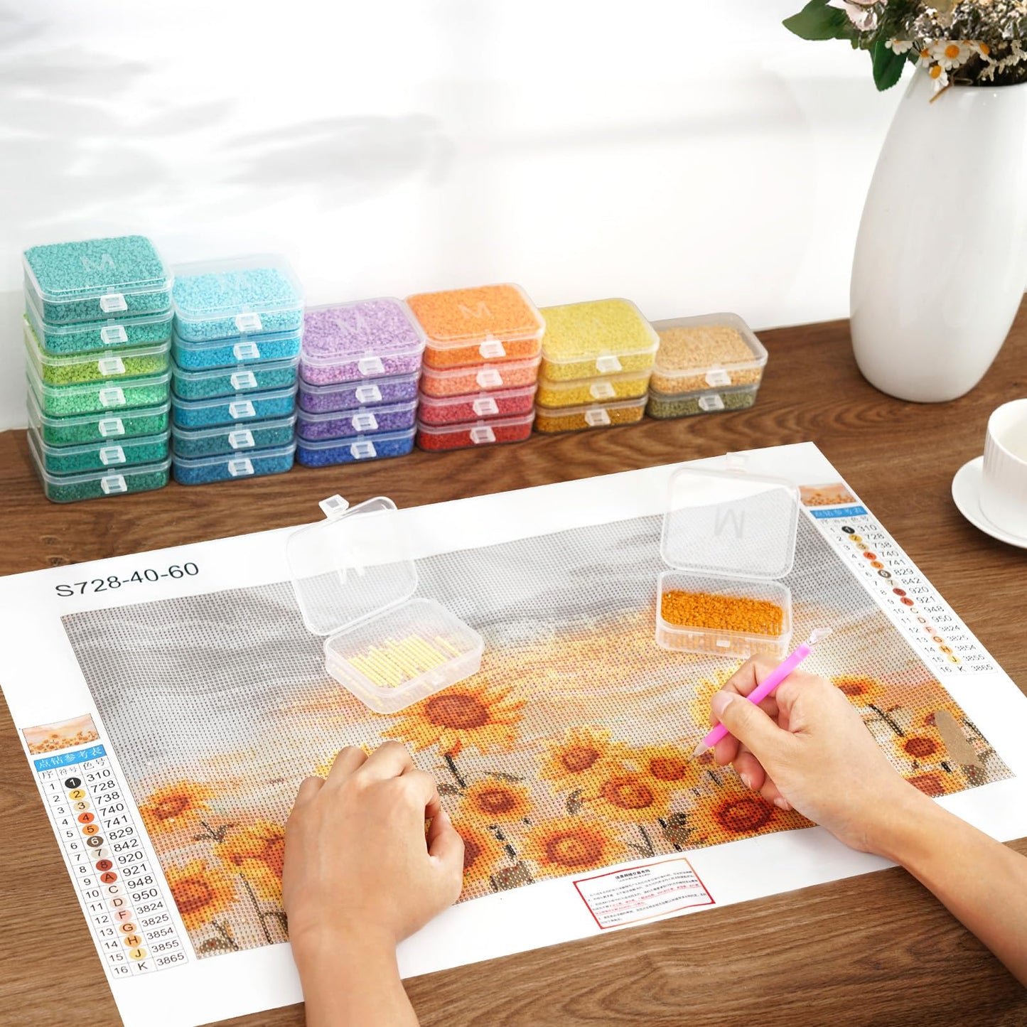 Maxuni 20pcs Diamond Sorting Tray - Diamond Art Storage Tray with Lids, 2-in-1 Stackable Diamond Painting Accessories for 5D Art Beads Storage & Line-Up