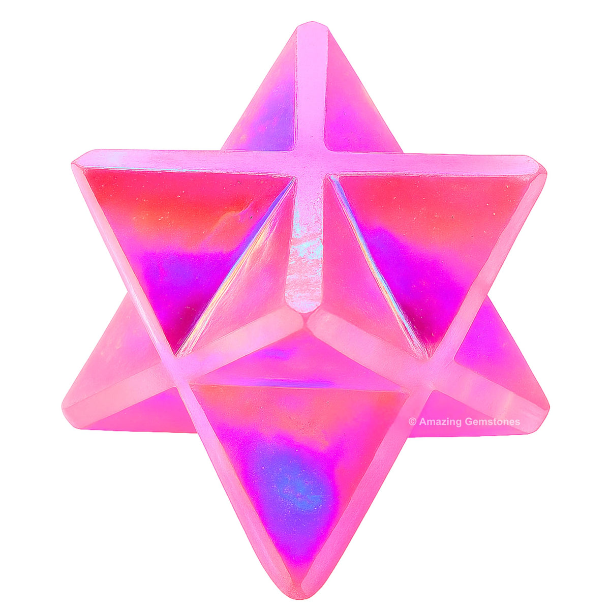 Amazing Gemstone Angel Aura Rose Quartz Merkaba Crystal - 1 Inches Metaphysical Merkaba Star for Meditation - Energetic Tetrahedron Crystal & Healing Stones for Spiritual Growth and Healing (20-25mm)