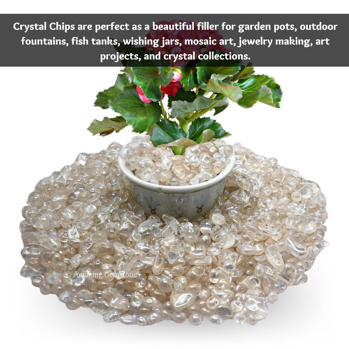 Amazing Gemstone Angel Aura Quartz Crystal Chips Aquarium Gravel Rocks - Bulk Fish Tank Gravel, Small Tumbled Stone Chips, Tiny Crystals for Decoration (Natural AAA Grade Gemstones), 1 Pound