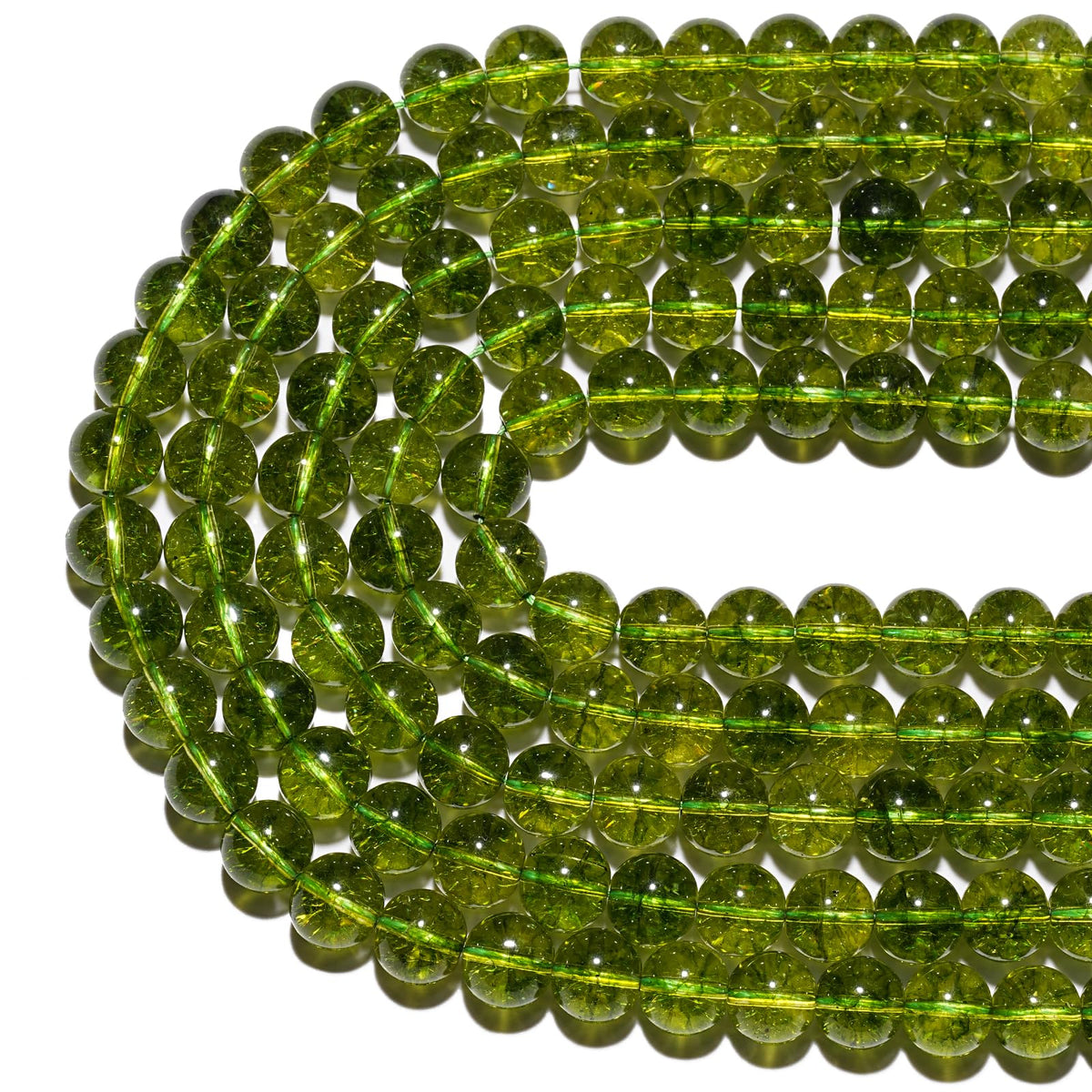 8mm Natural Peridot Gemstone Beads Polished Round Smooth Stone Beads for Bracelets Jewelry Making 15inch Loose Beads