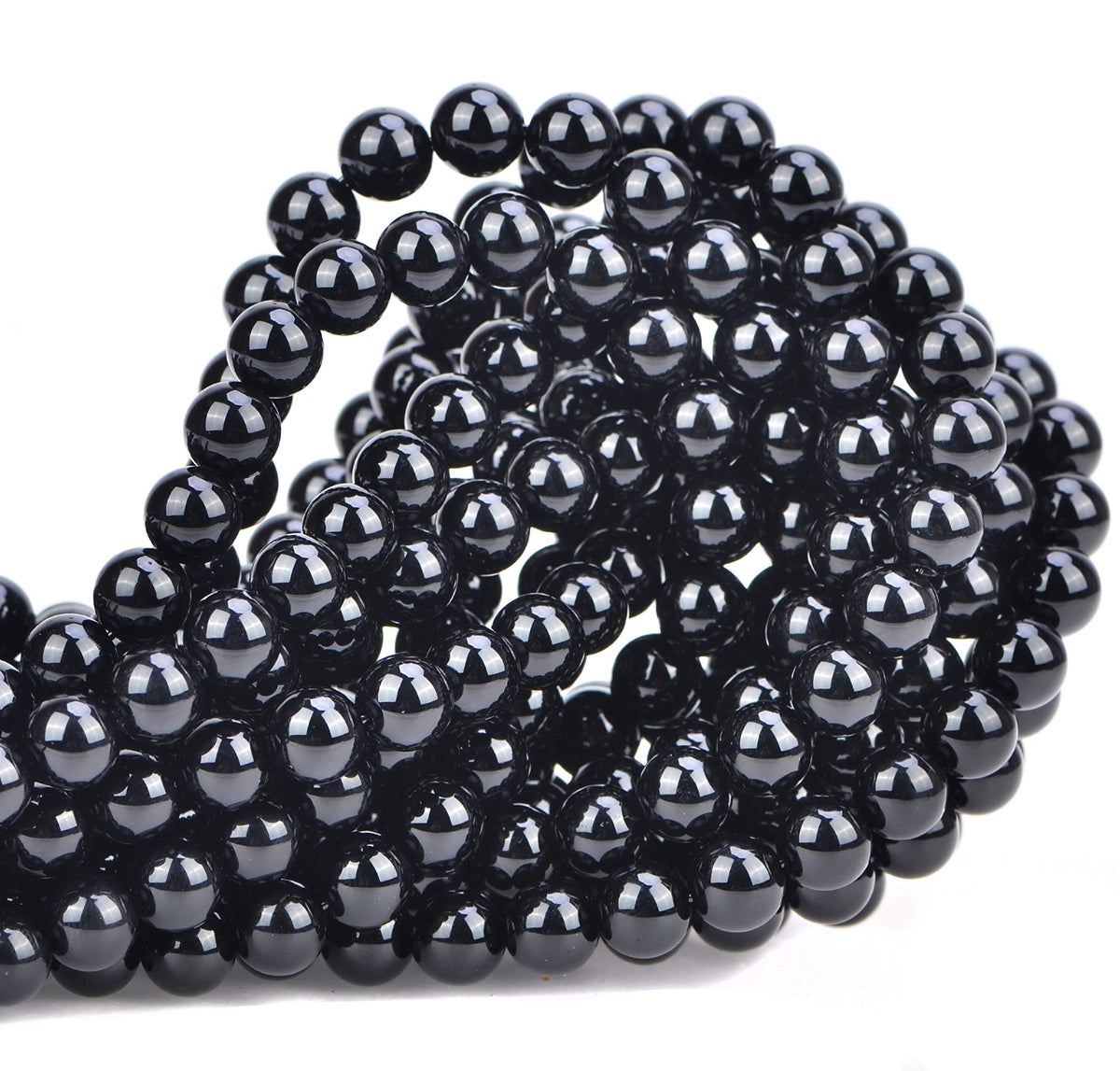80Pcs Natural Crystal Beads Stone Gemstone Round Loose Energy Healing Beads with Free Crystal Stretch Cord for Jewelry Making (Black Onyx, 10mm)