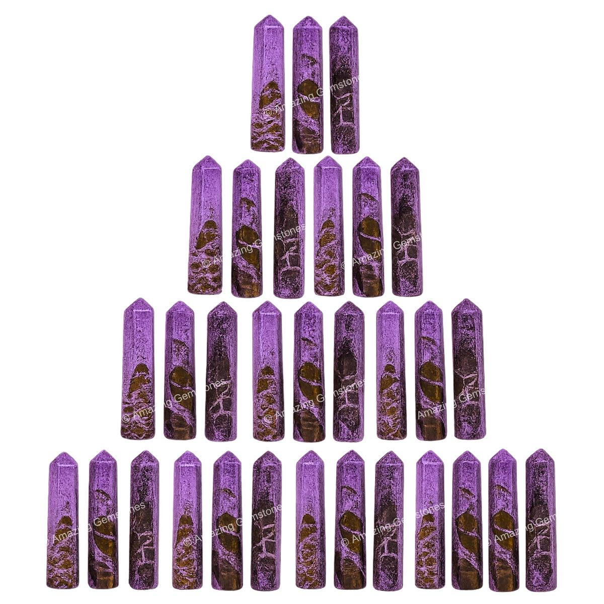 Amazing Gemstone Stichtite Crystal Points Bulk Healing Crystals and Stones - Pack of 3 Single Terminated Healing Wand Point Bulk Crystals for Crafts, Crystal Grid, DIY Work