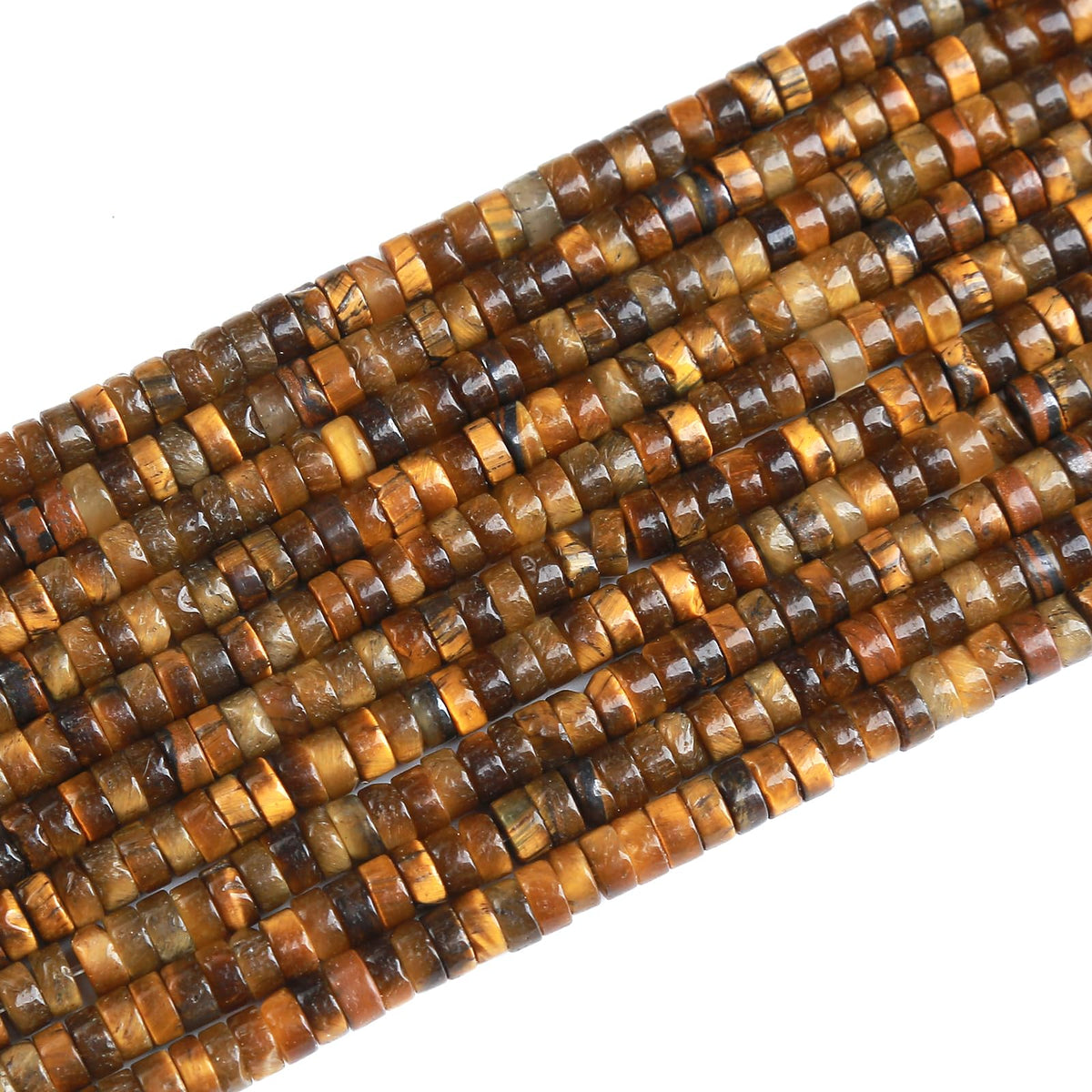 150pcs 2x4mm Natural Yellow Tiger Eye Stone Tube Shape Beads Loose Flat Round Cylinder Flat Spacer Stone Beads for Bracelet Earrings Jewelry Making
