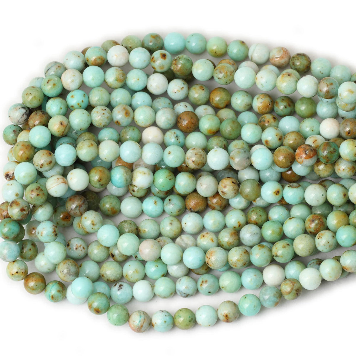 CHEAVIAN 45PCS 8mm Natural Mongolian Turquoise Stone Round Loose Beads for Jewelry Making 1 Strand 15"