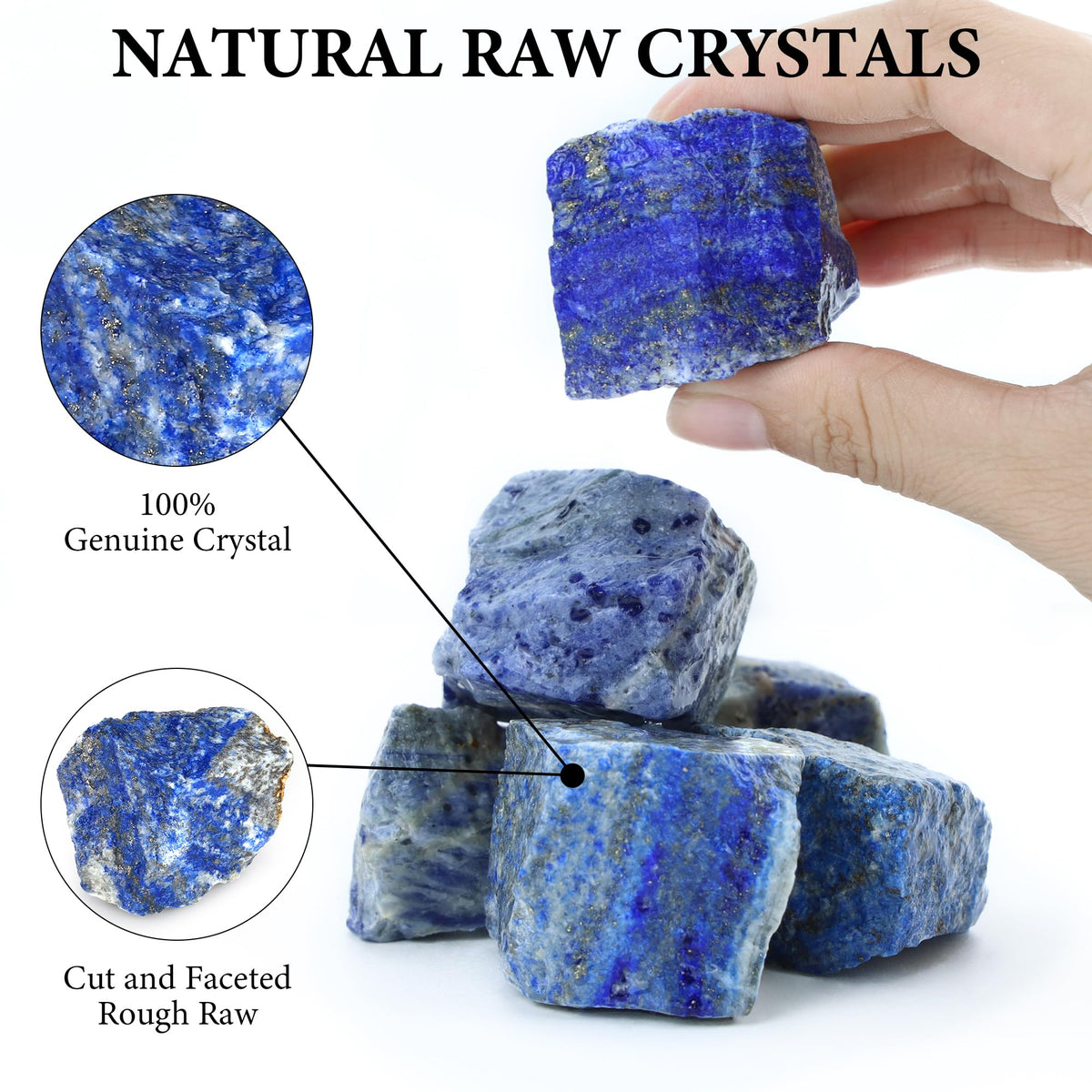 QINJIEJIE Lapis Lazuli 2PCS Natural Rough Crystal 1.8-2.2'' Rocks Bulk Large Healing Crystal Rocks Stones for Tumbling Cabbing Polishing Fountain Rocks DIY Decoration Gifts