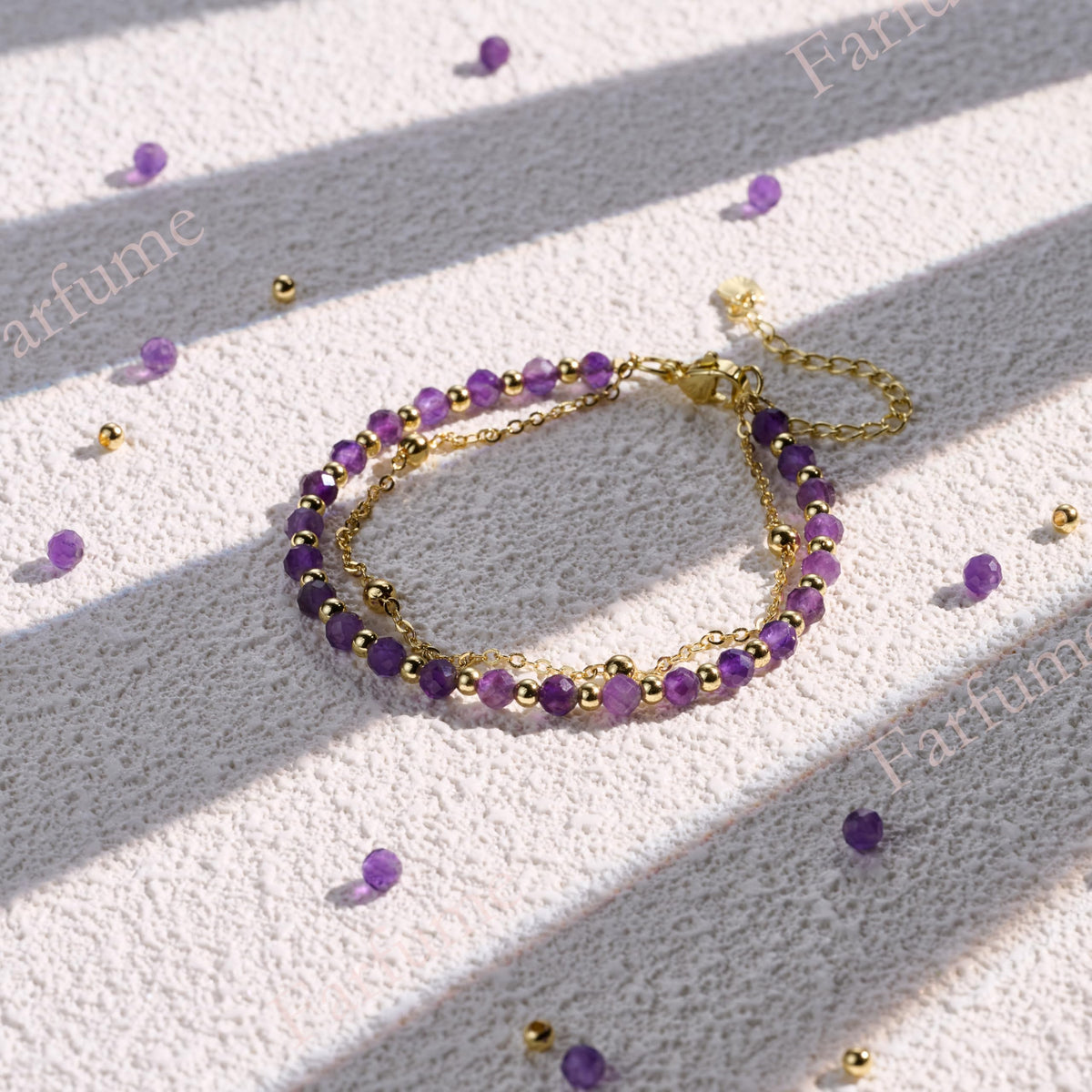Farfume Amethyst Crystal Bracelet Beaded Bracelets for Women 4mm Natural Stone Beads Gemstone Handmade Jewelry Valentine's Day Gifts
