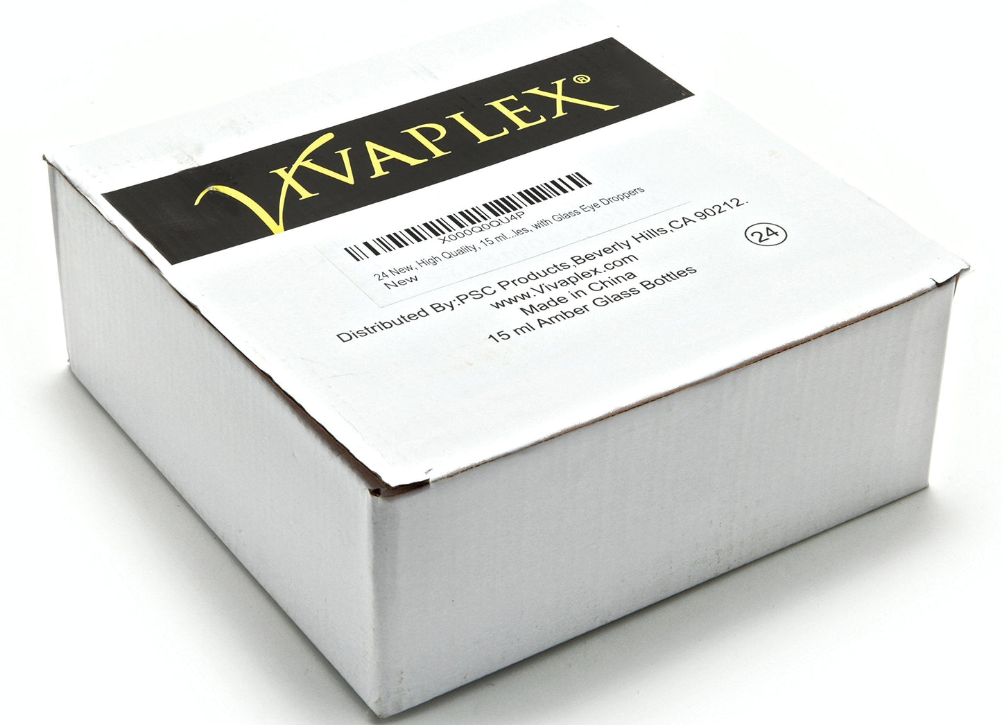 Vivaplex, 24, Amber, 15 ml (1/2 oz) Glass Bottles with Glass Eye Droppers for Essential Oils