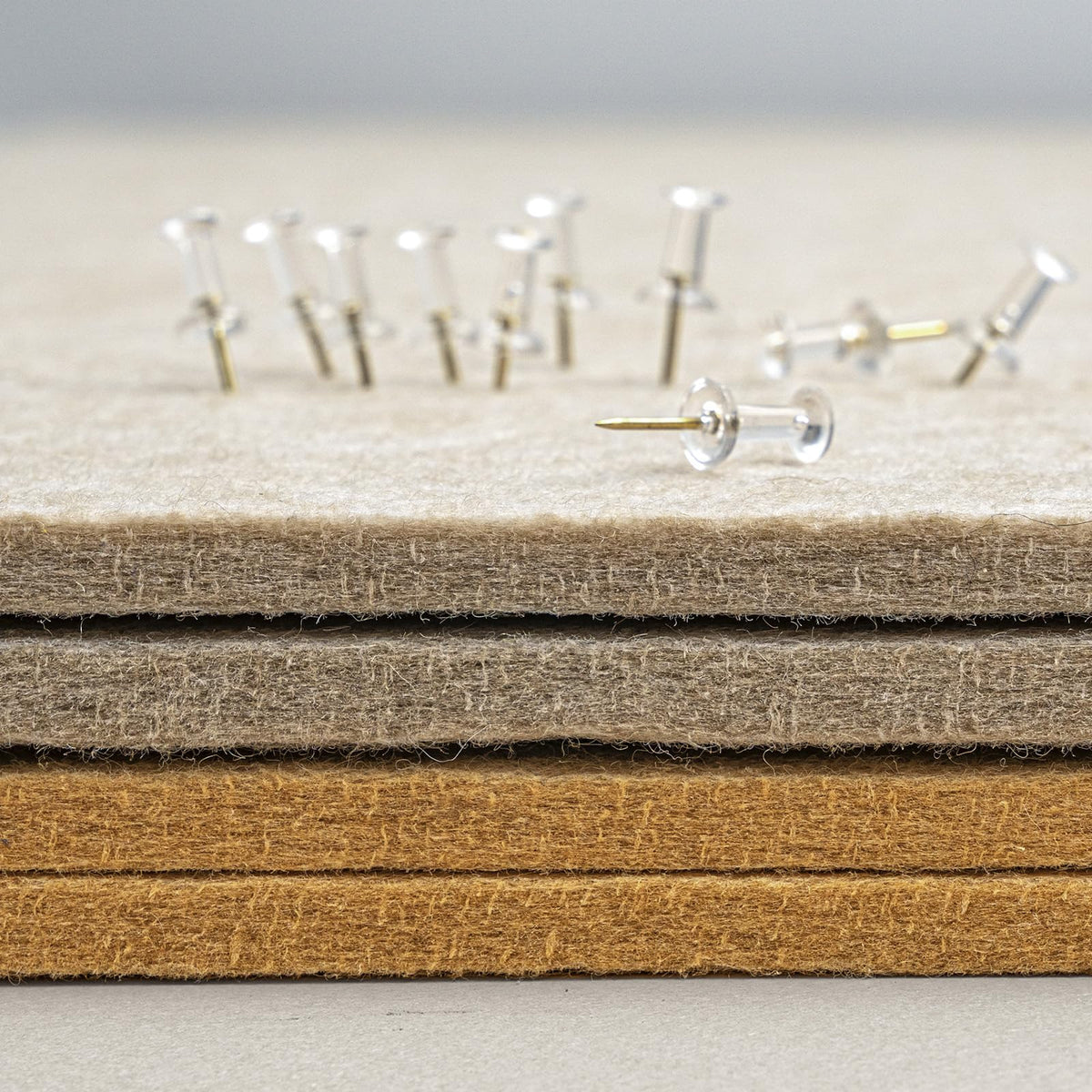 Lightomorrow Bulletin Board, 36 x 24 inches Felt Board - Decorative Pin Board, Cork Board Alternative for Wall, 3' x 2' Foldable Self-Adhesive Vision Board Prayer Board with 20 Pushpins - Beige Brown