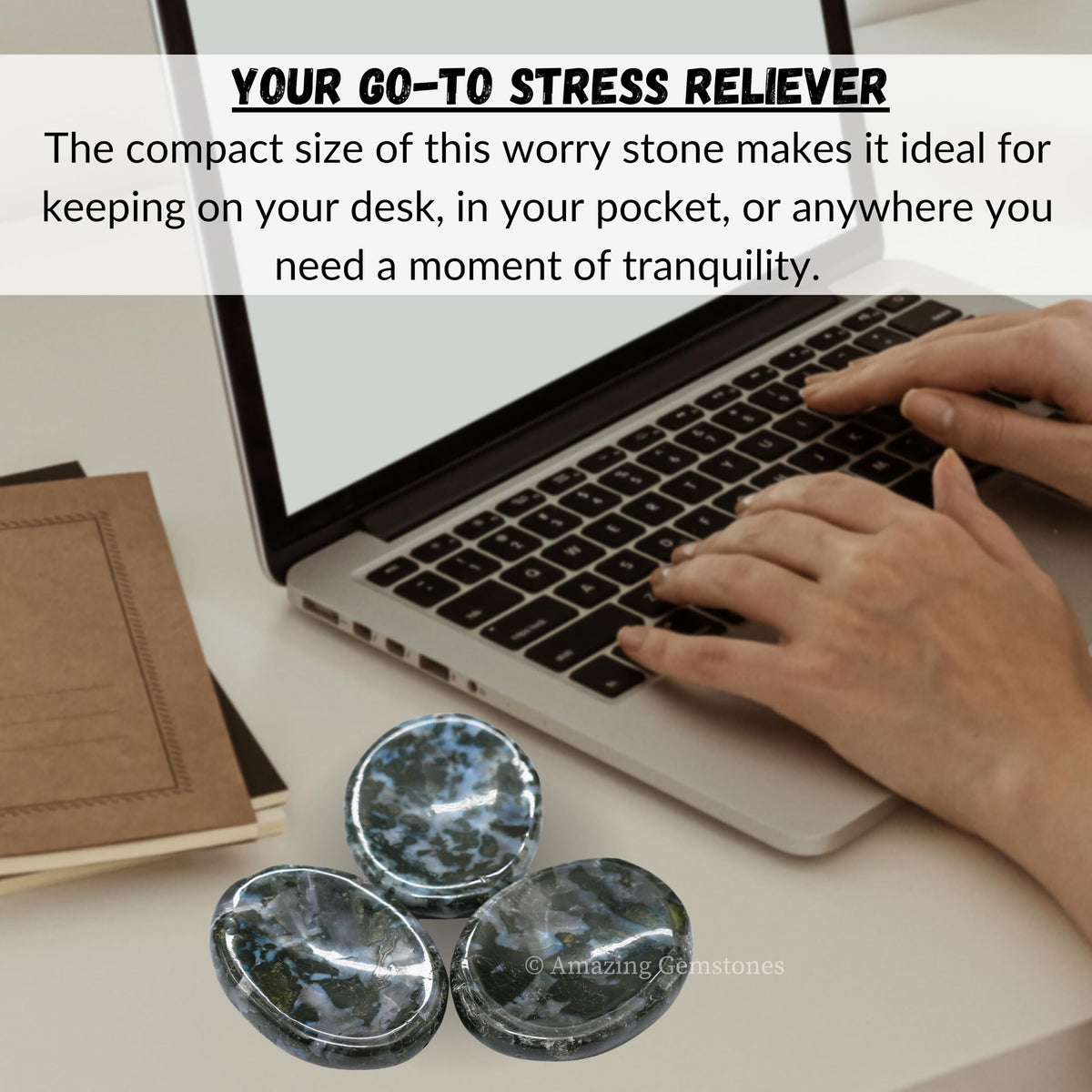 Amazing Gemstone Indigo Gabbro Worry Stone Crystals and Healing Stones - Stones for Stress Relief - Piedra Crystal Fidget for Meditation, Relaxation - Unique Stocking Stuffers and Birthday Gift