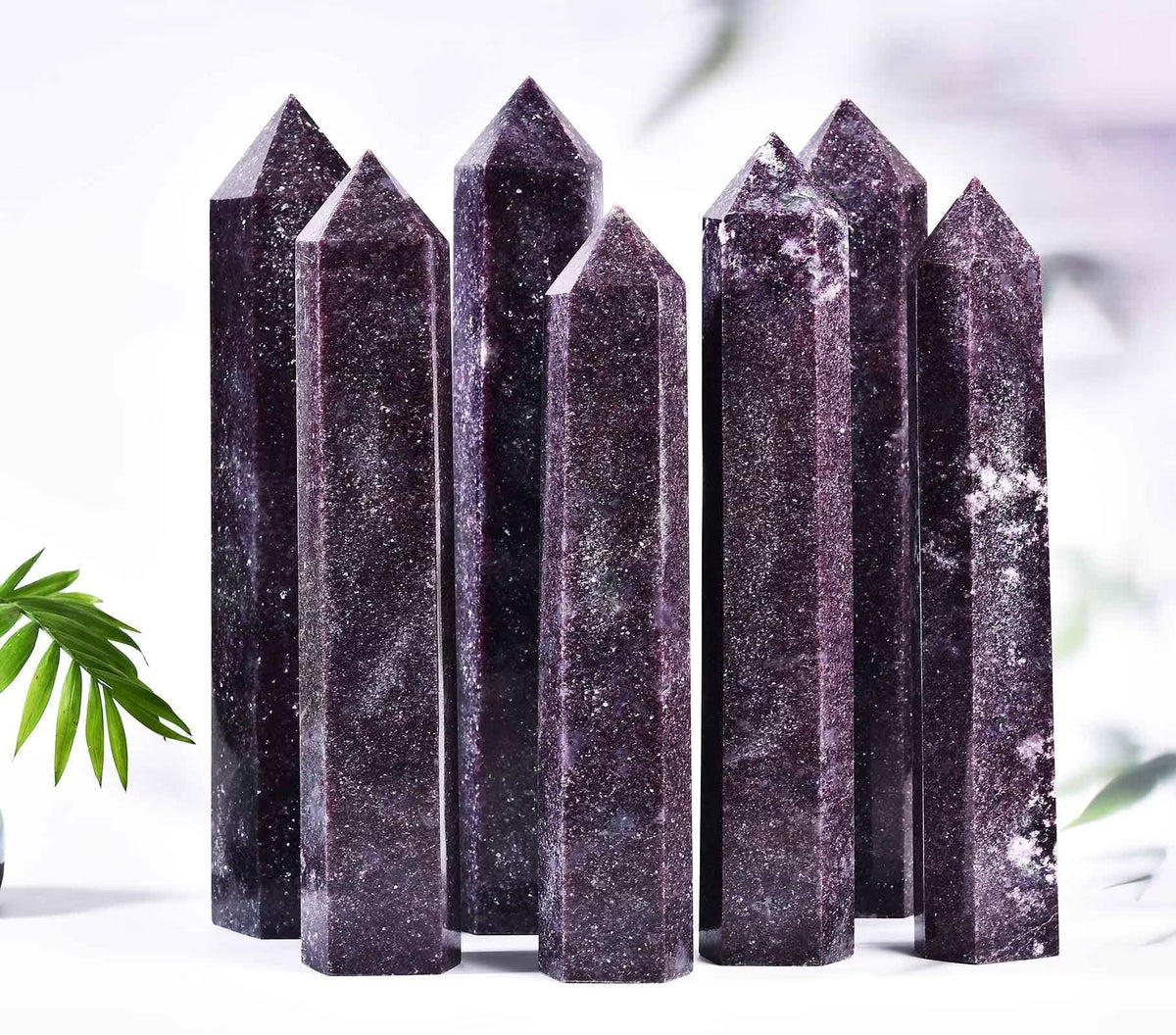 AMOYSTONE Large Lepidolite Stone Wand Healing Crystal Obelisk Tower 6 Faceted Column Reiki Chakra Meditation Therapy 2.2-2.6 LBS