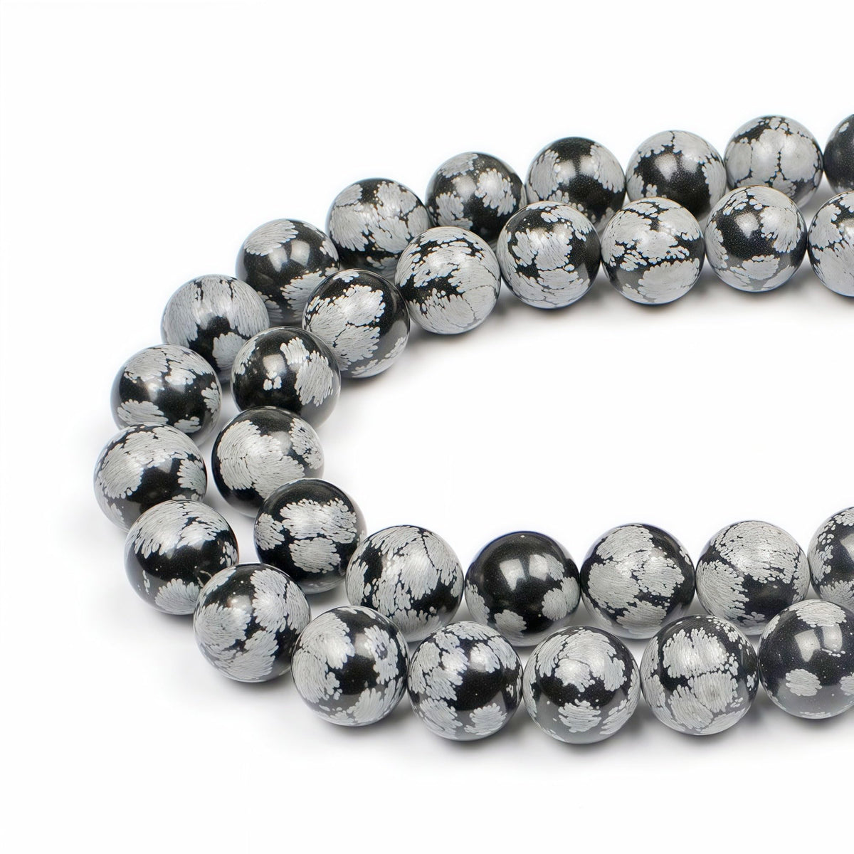 MJDCB Snowflake Obsidian Beads Round Natural Stone Beads for Jewelry Making DIY Bracelet (10mm)