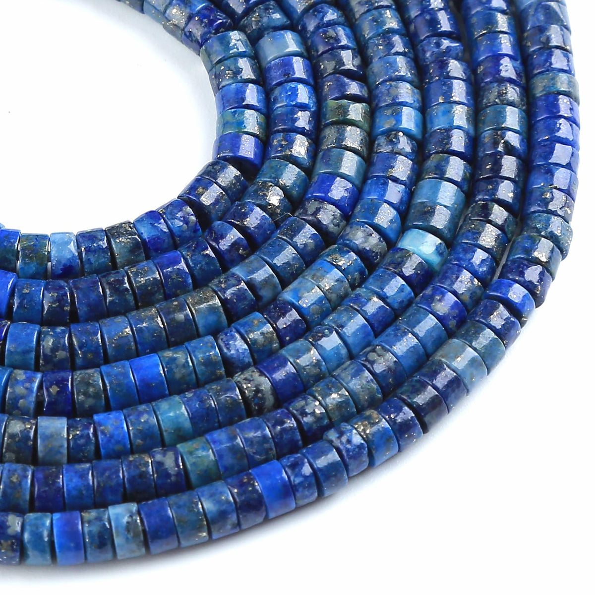 150pcs 2x4mm Natural Lapis Lazuli Jaspers Tube Shape Beads Loose Flat Round Cylinder Flat Spacer Green Stone Beads for Bracelet Earrings Jewelry Making