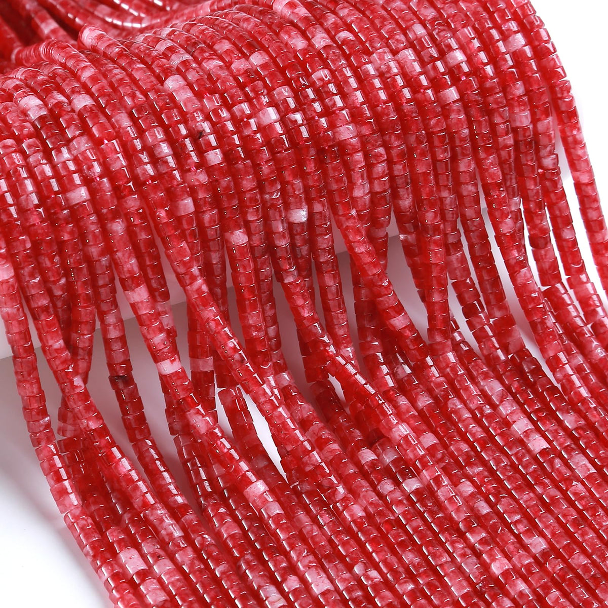 150pcs 2x4mm Natural Pink Rose Tourmaline Jades Tube Shape Beads Loose Flat Round Cylinder Flat Spacer Green Stone Beads for Bracelet Earrings Jewelry Making