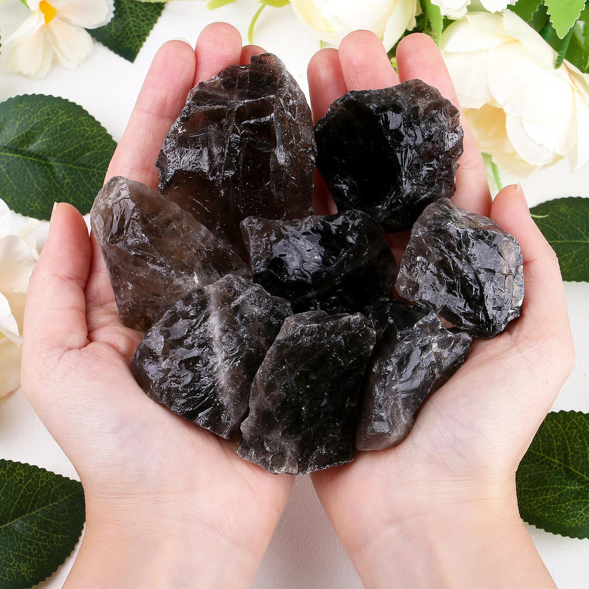 ZHIYUXI 1lb Smoky Quartz Raw Crystals Bulk Large Crystals 2" Quartz Crystals and Stones Rocks for Tumbling Gemstones for Meditation, Wicca, Cabbing, Fountain Rocks, Wire Wrapping, Decoration