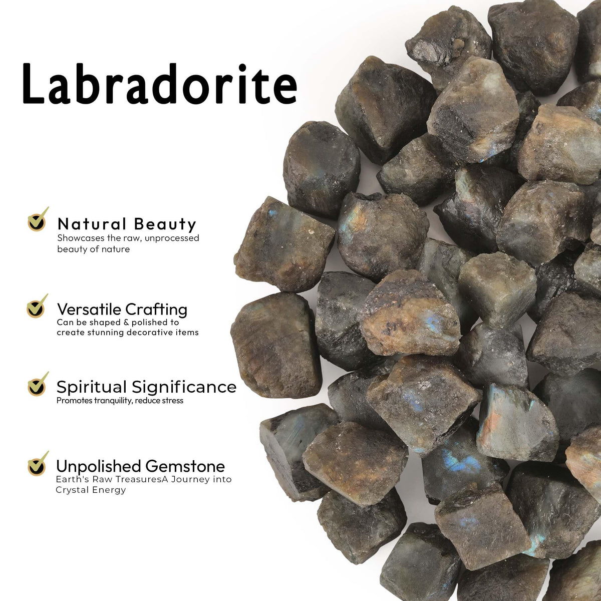 Labradorite Crystal, Healing Crystals and Healing Stones, Raw Crystals, Gem Stones Rocks for Tumbling, Raw Gemstones (1 Lb)
