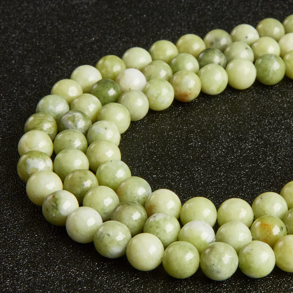 60pcs 6mm Chinese Jade Beads Natural Gemstone Beads Round Loose Beads for Jewelry Making