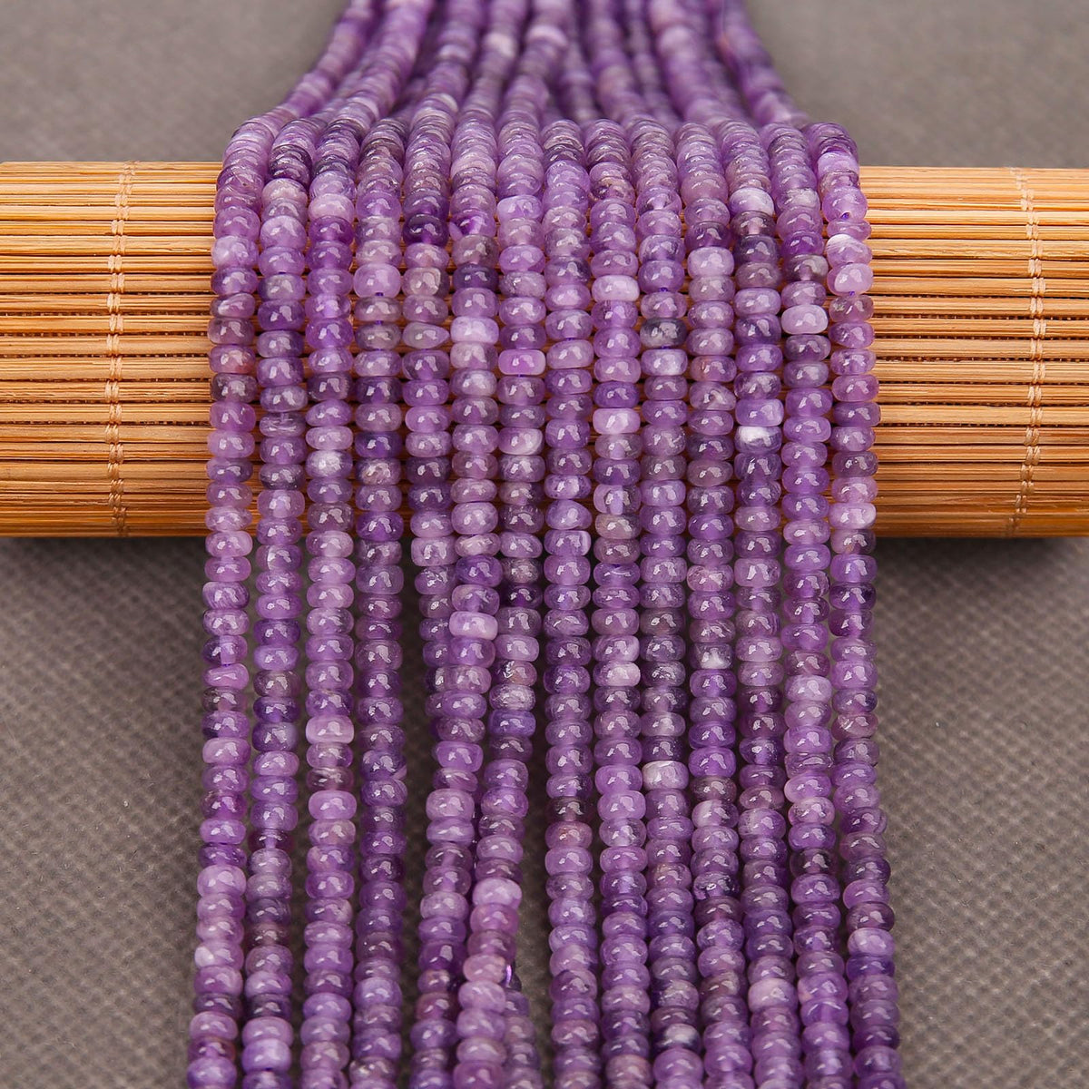 BONNY BOXX 1 Strand (150PCs) Natural 2 * 4mm Amethyst Rondelle Beads, Natural Abacus Disk Stone Beads Loose Spacer Gemstone for DIY Bracelet Necklace Jewelry Making