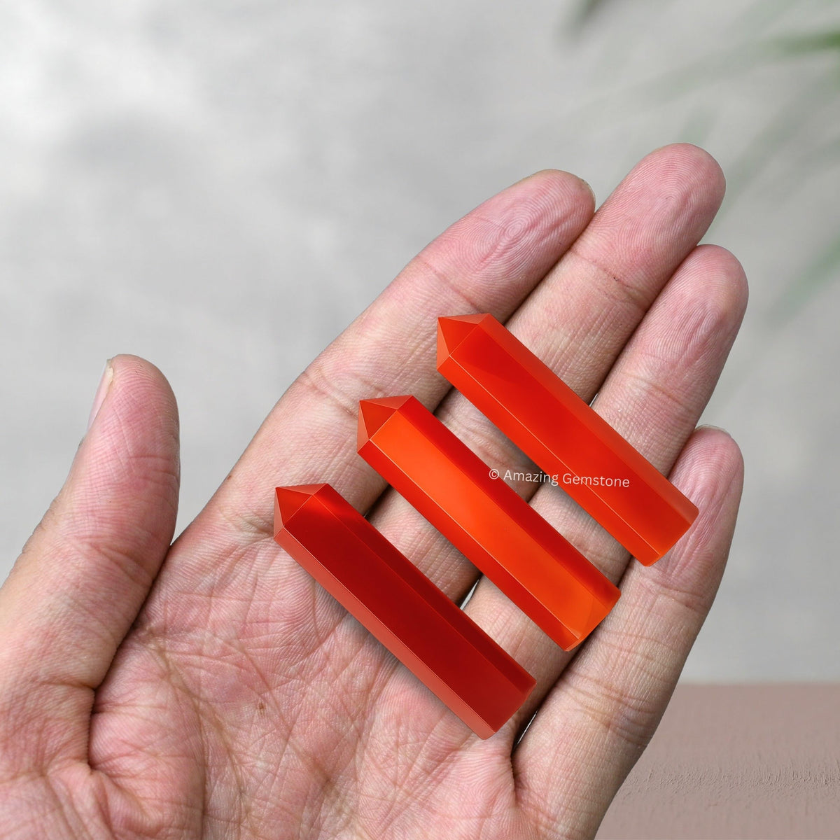 Amazing Gemstone Red Onyx Crystal Points Bulk Healing Crystals - Pack of 3 Single Terminated Healing Wand Point Bulk Crystals for Crafts, Crystal Grid, DIY Work - Premium Crystals for Beginners Gifts