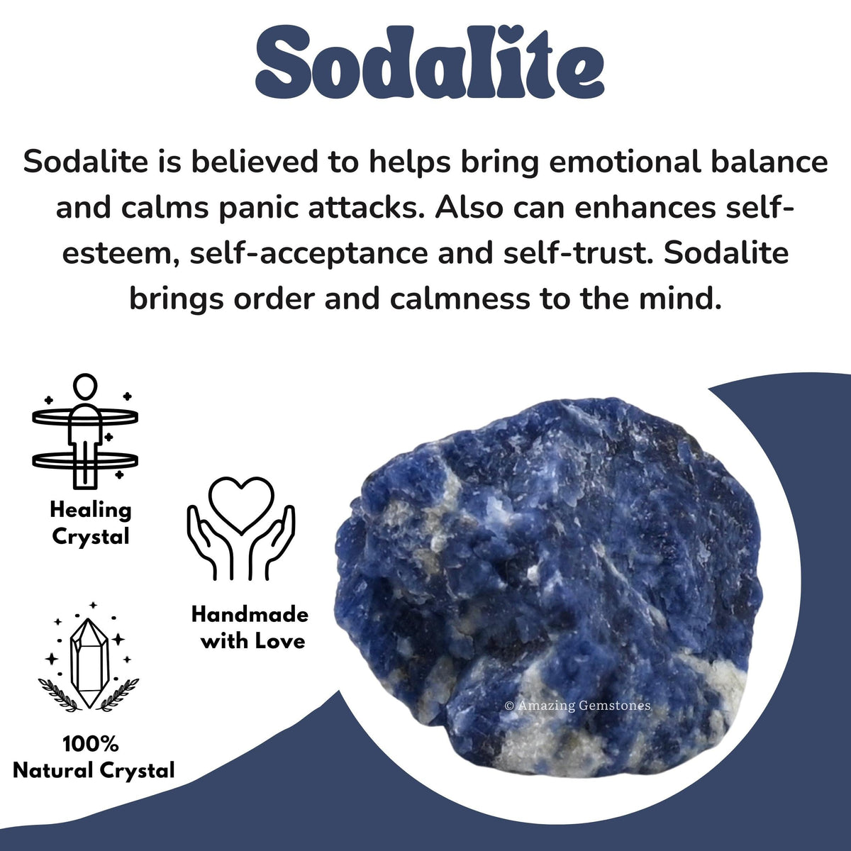 Amazing Gemstone Sodalite Raw Crystals and Healing Stones, Natural Rocks for Tumbling and DIY Raw Stones and Crystals (1 Piece)