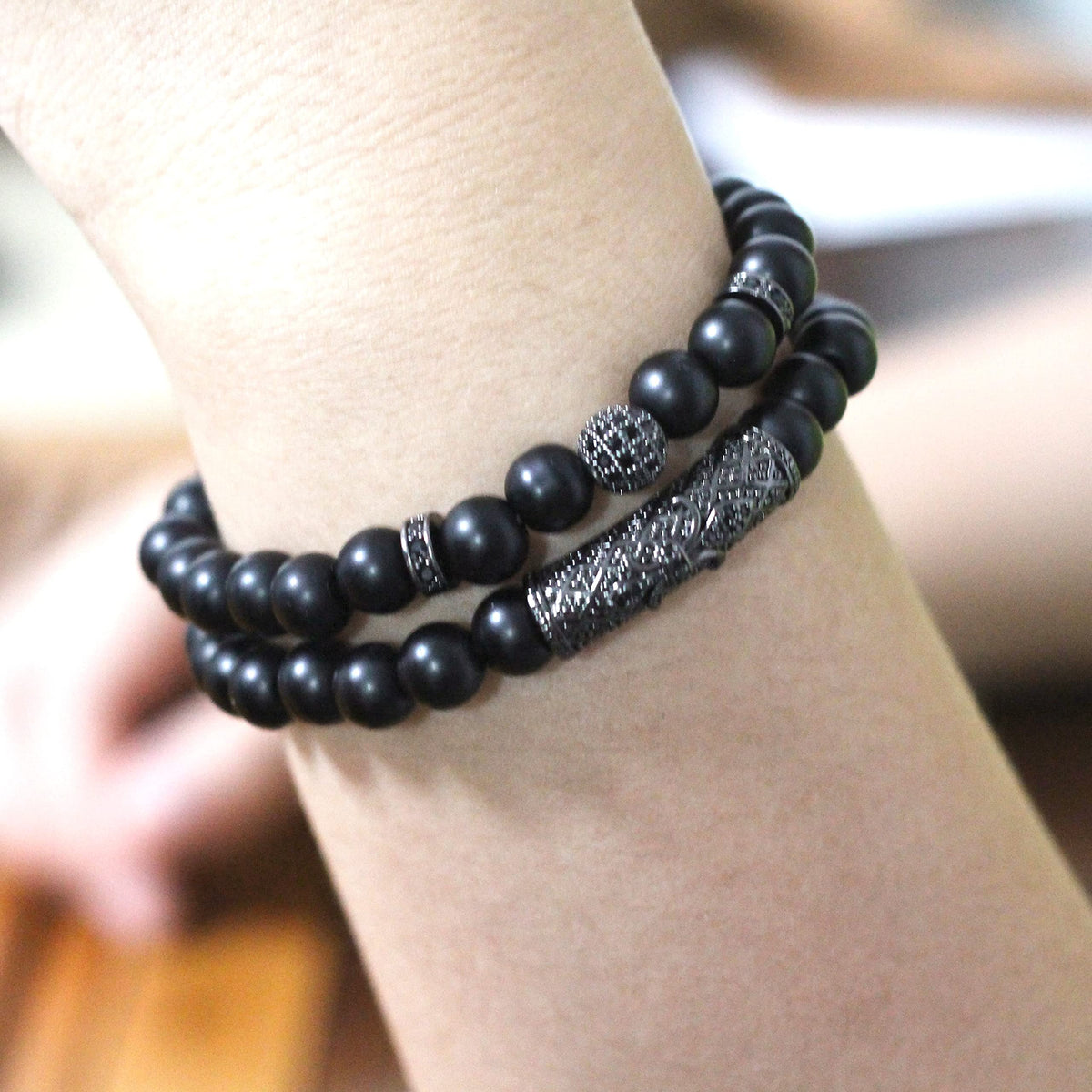 GDLKPYHS Blak Obsidian Bracelet, Handmade Beaded Bracelet 8MM Crystal Beads,Adjustable Stretch Bracelets,Protection Bracelet,Bring Good Luck, Prosperity and Happiness, Men's and Women's Gifts