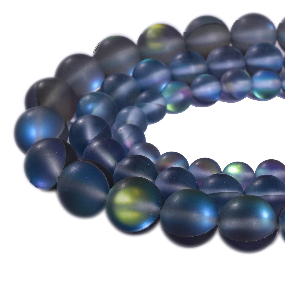 Asingeloo 48PCS 8mm Natural Gray Mystic Aura Quartz Gemstone Frosted Matte Titanium Round Loose Spacer Beads 15 inch Full Strand Crystal Healing Power Quartz