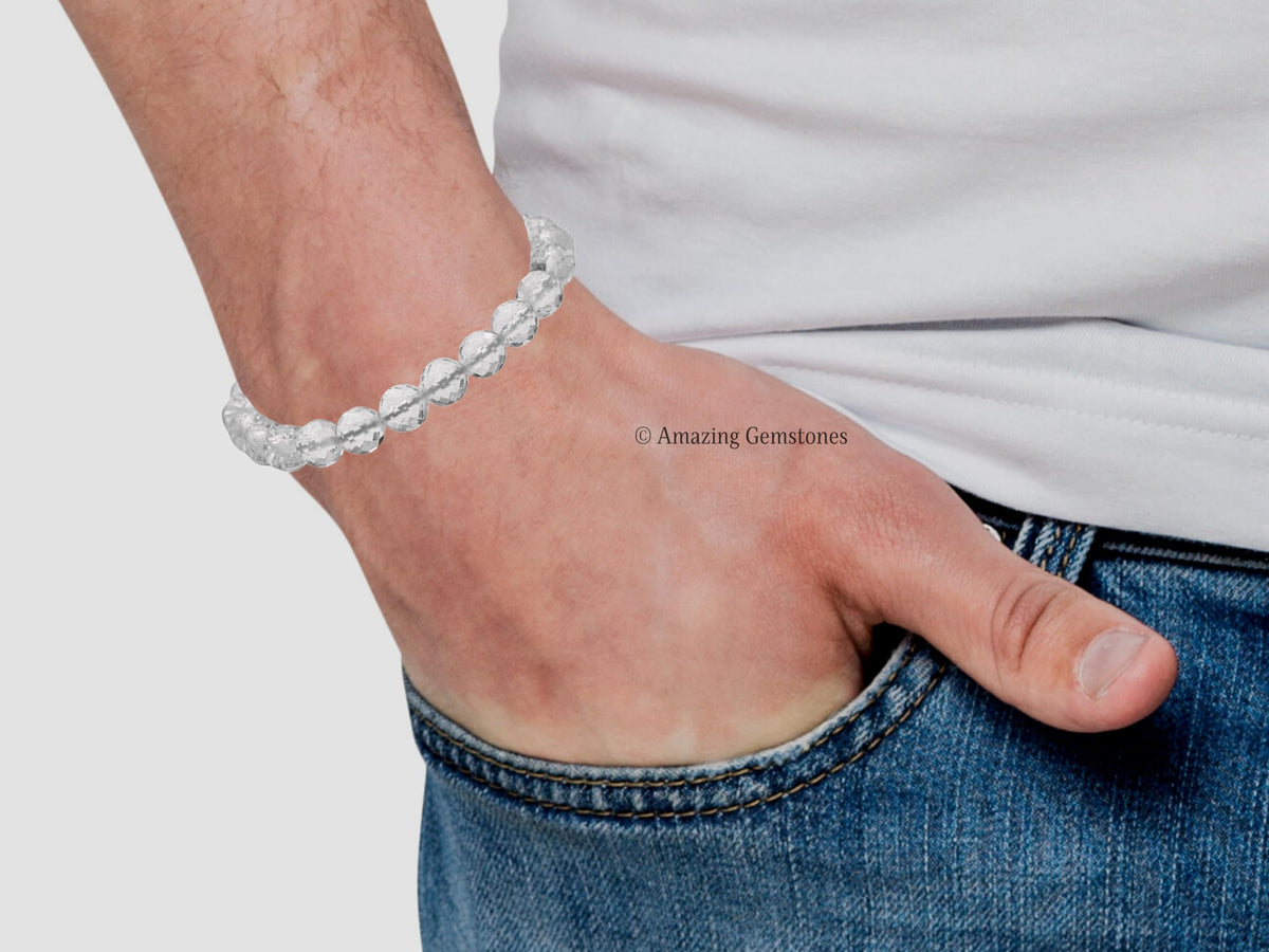 Amazing Gemstone Clear Quartz Bracelet for Women - Chakra Mens Bracelet Protection Crystals and Healing Stones - Blessing Bracelet Spiritual Meditation Gift Christmas Stocking