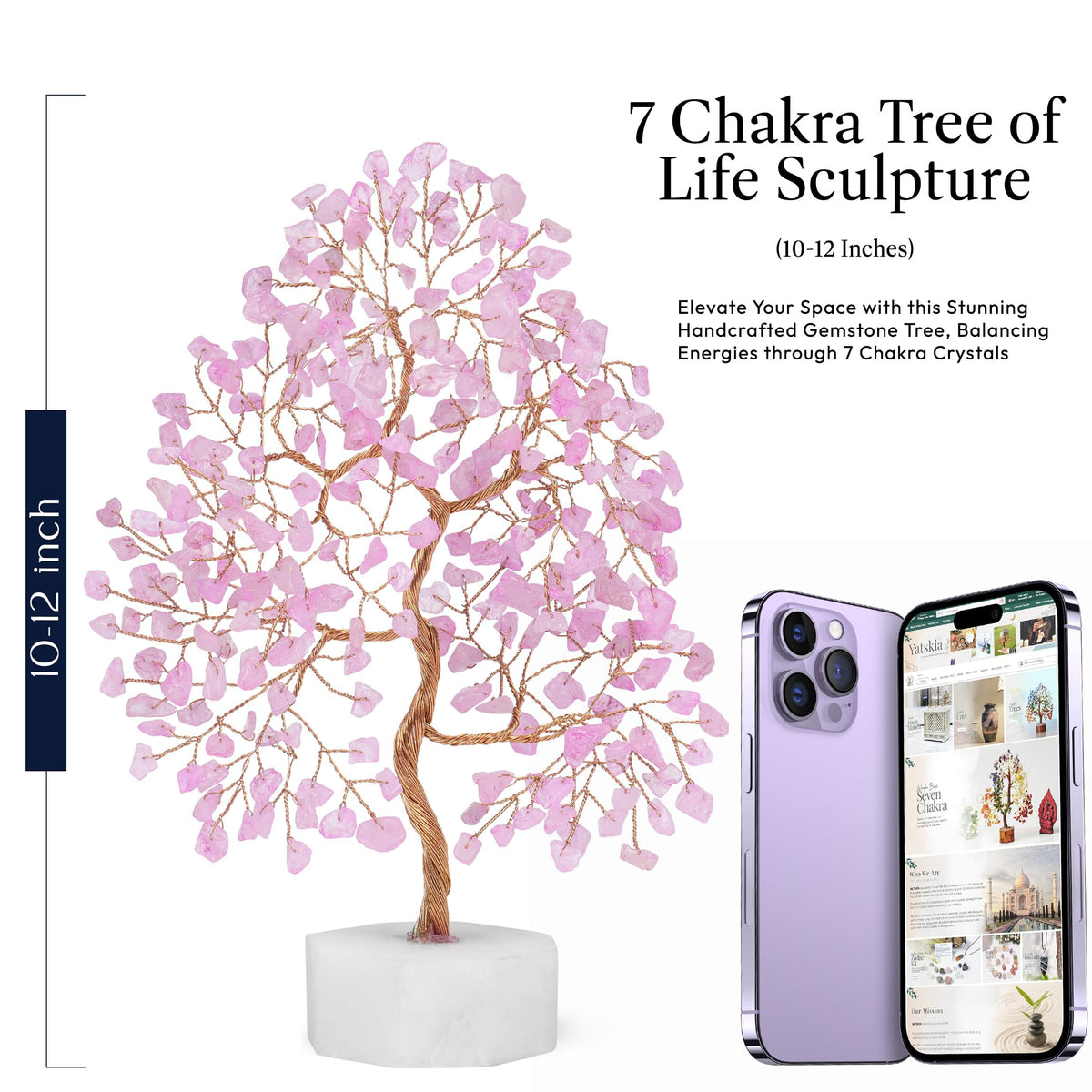 Rose Quartz Tree, Gemstone Tree, Crystal Tree for Positive Energy, Crystals and Healing Stones, Tree of Life, Chakra Tree - Luck, Thoughtful Gifts for Women, Tree of Life Decor, Clever Birthday Gifts